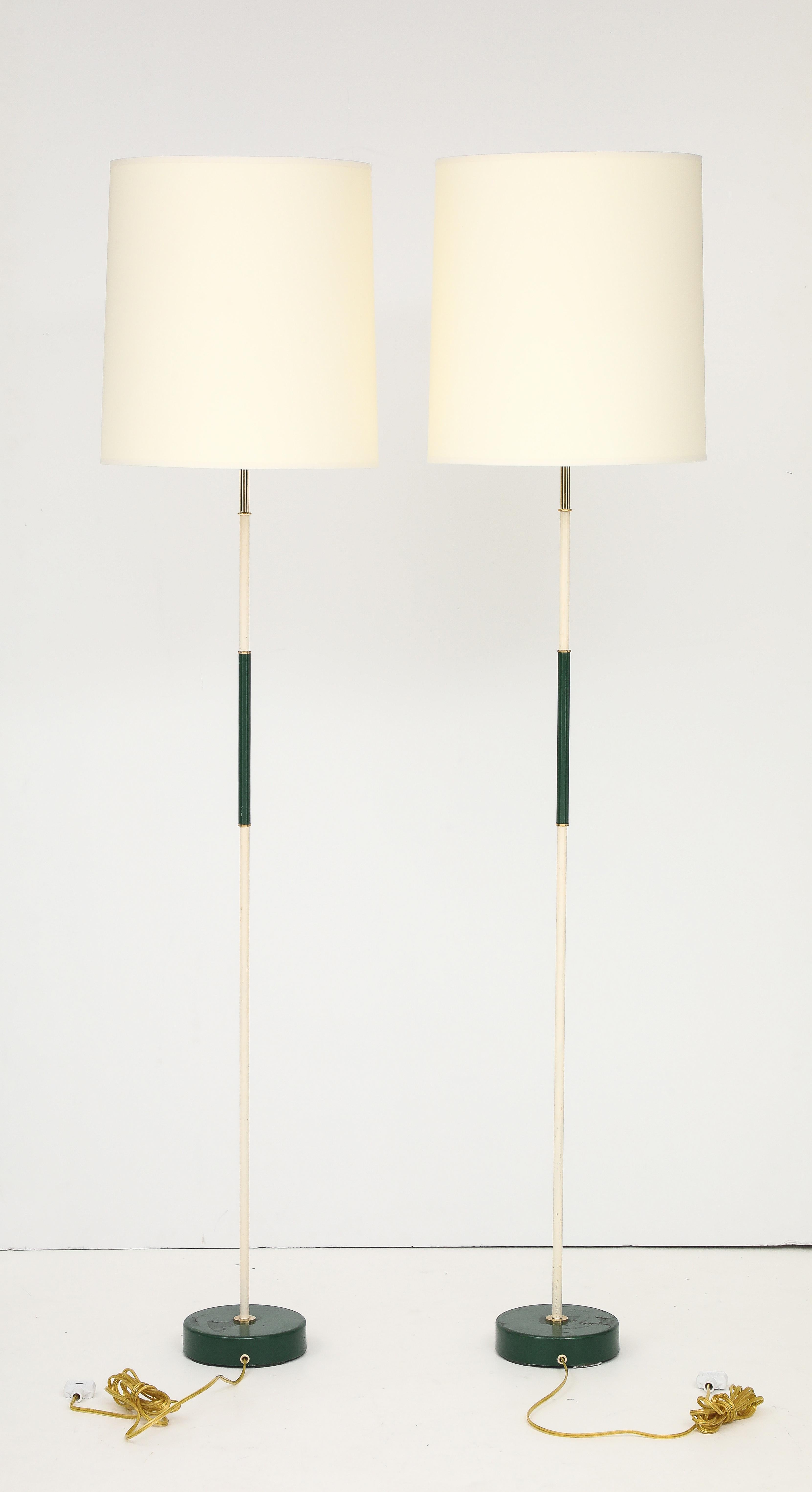 Mid-20th Century A Pair of Swedish Painted Floor Lamps, Circa 1940s For Sale