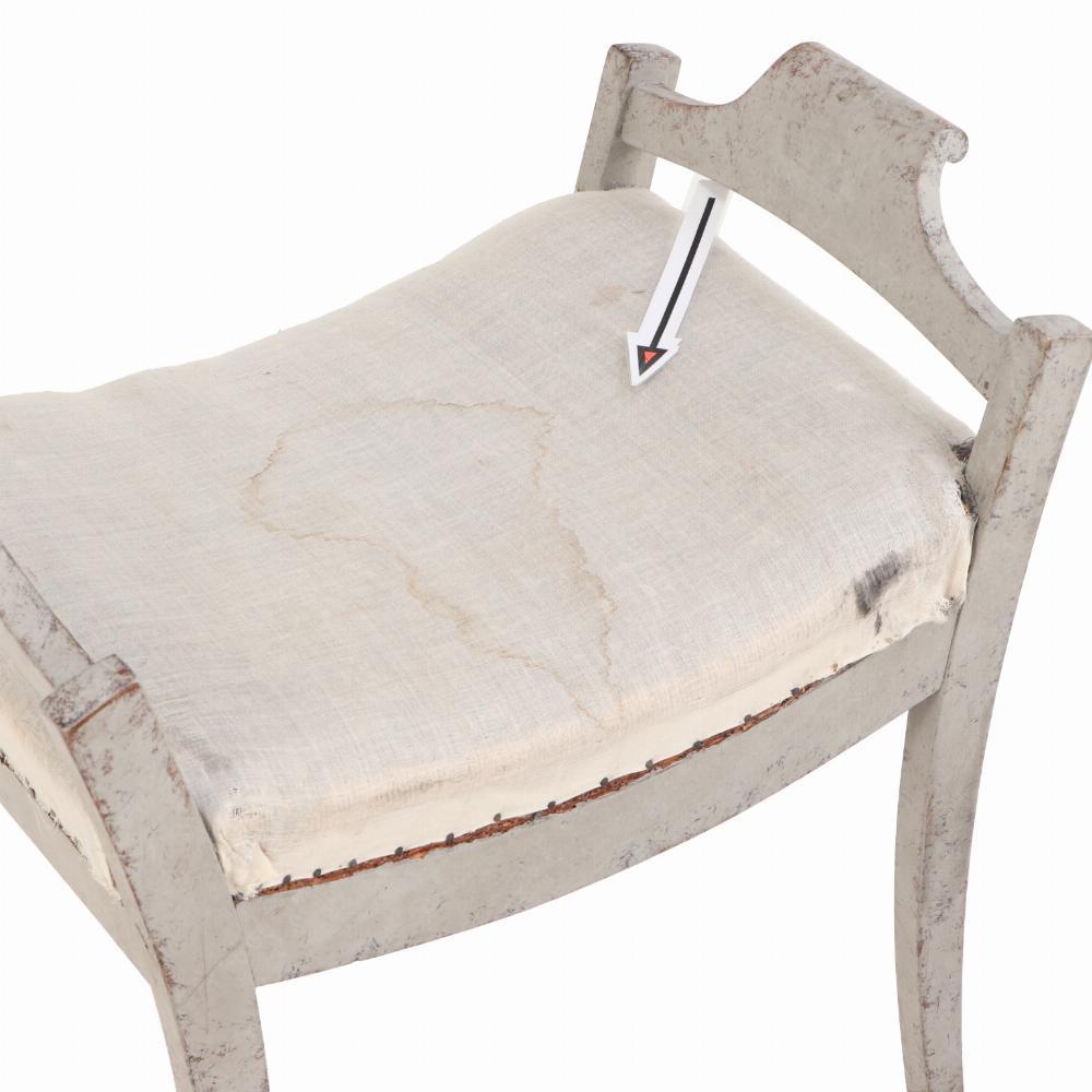 Fabric A pair of Swedish painted wood stools, C. 1880. For Sale