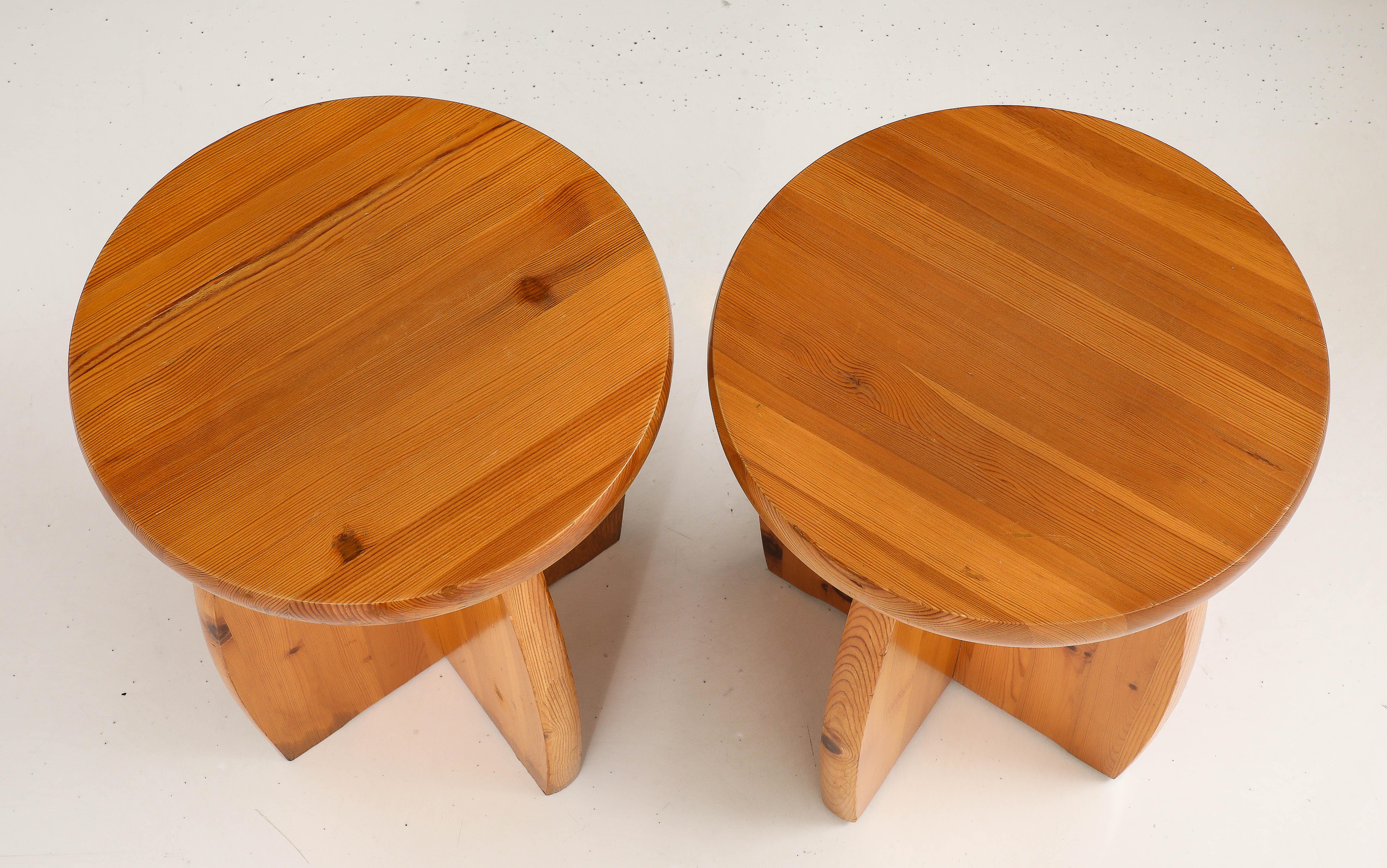 Scandinavian Modern A Pair of Swedish Pine Side Table or Stools, Circa 1970s