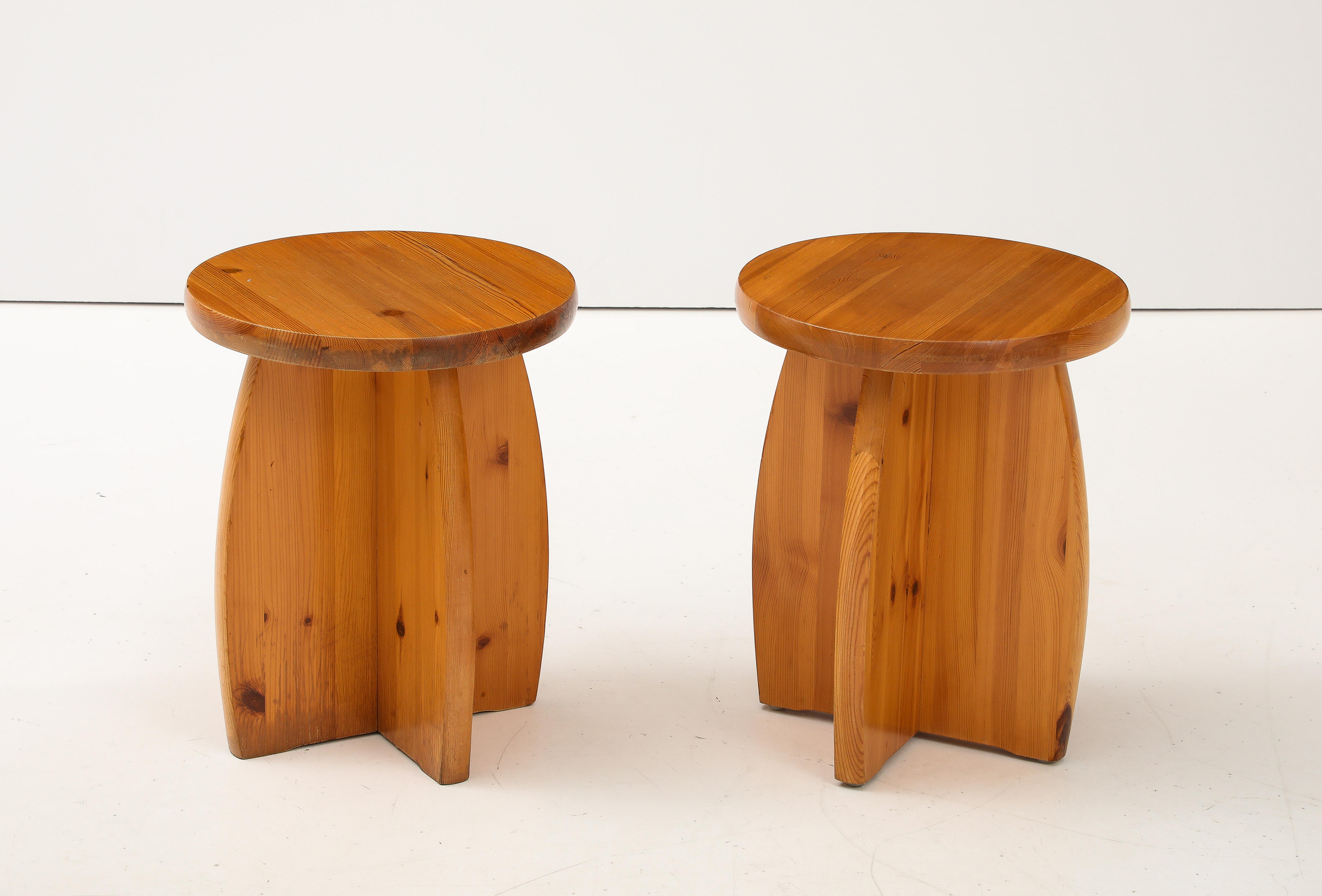 A Pair of Swedish Pine Side Table or Stools, Circa 1970s 1