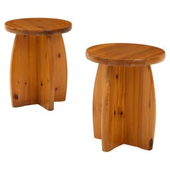 A Pair of Swedish Pine Side Table or Stools, Circa 1970s