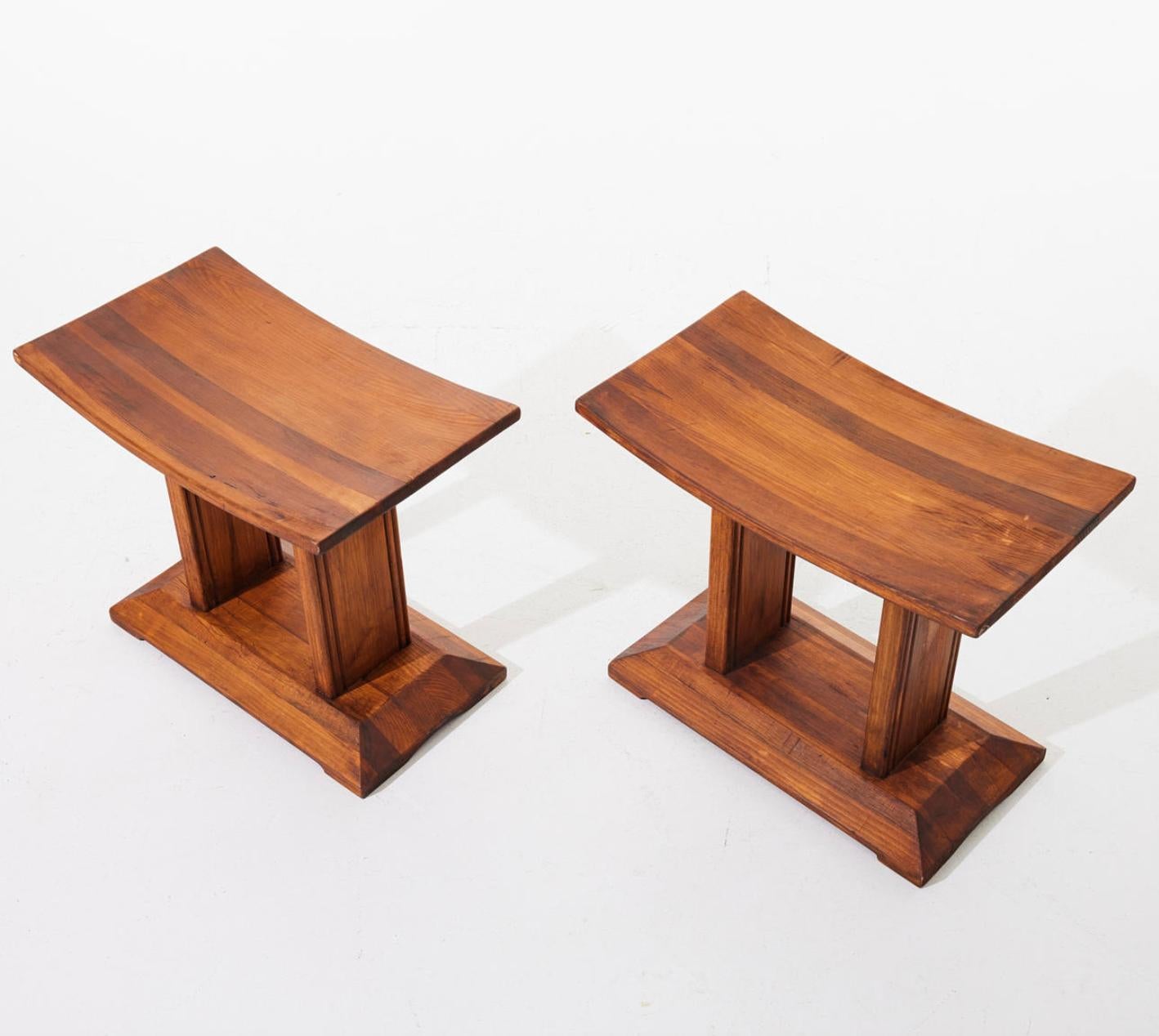 Scandinavian Modern A pair of Swedish pine stools For Sale