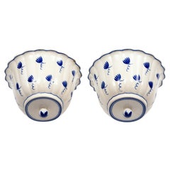 Antique A Pair of Swedish Porcelain Wall Mounted Planters
