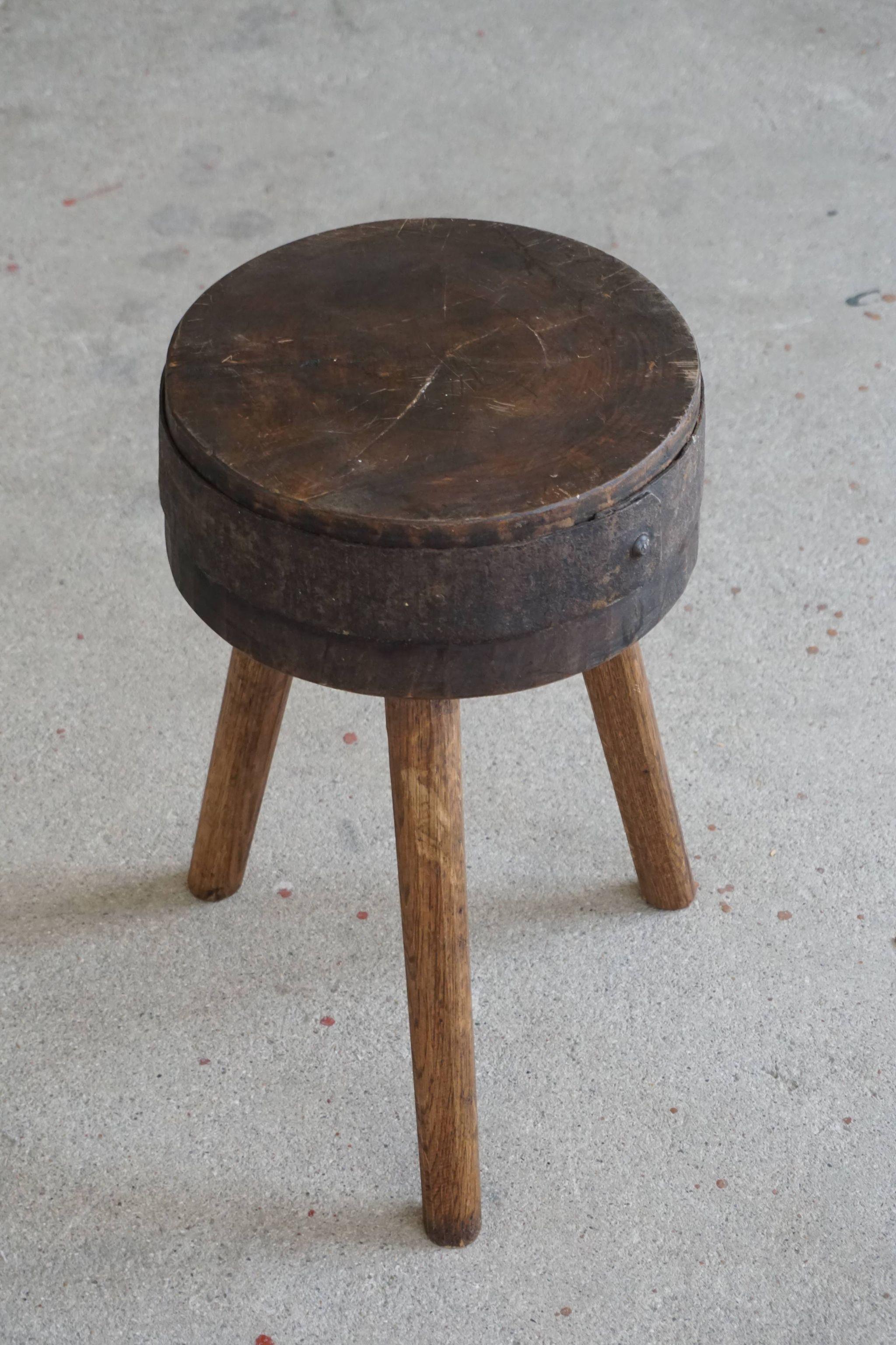 Pair of Swedish Rustic Stools in Solid Wood, Early 20th Century 2