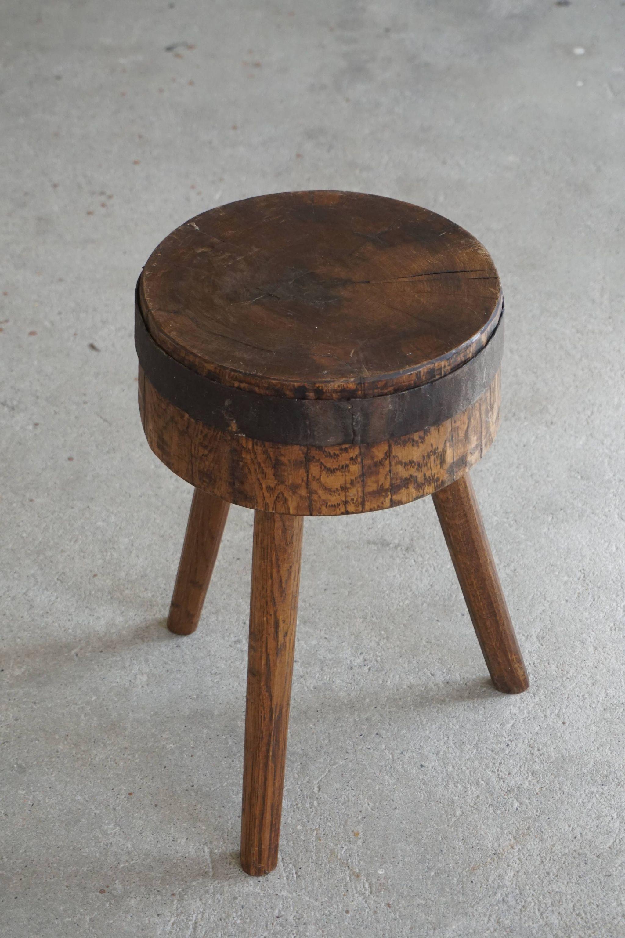 Pair of Swedish Rustic Stools in Solid Wood, Early 20th Century 3