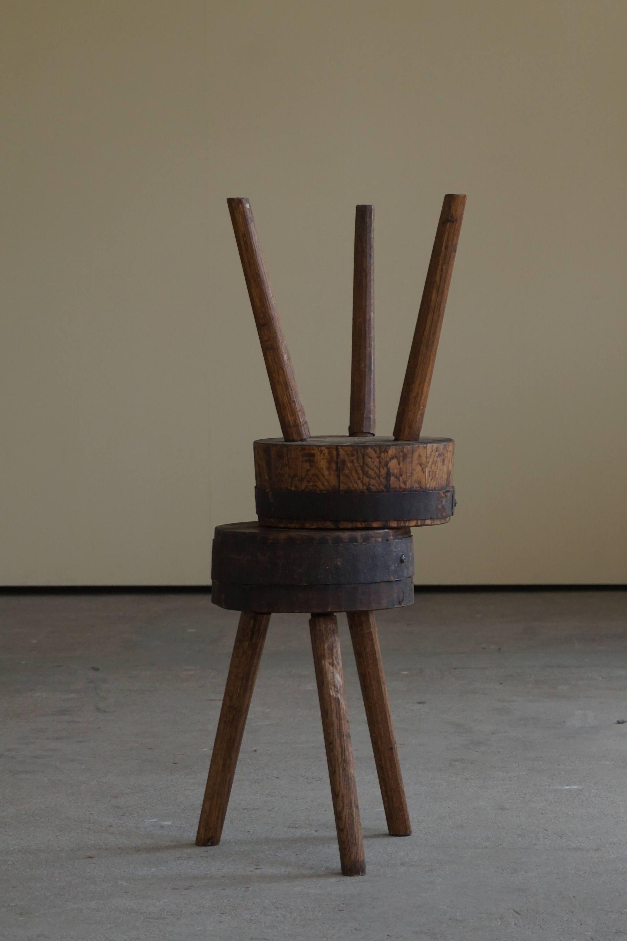 Pair of Swedish Rustic Stools in Solid Wood, Early 20th Century 5