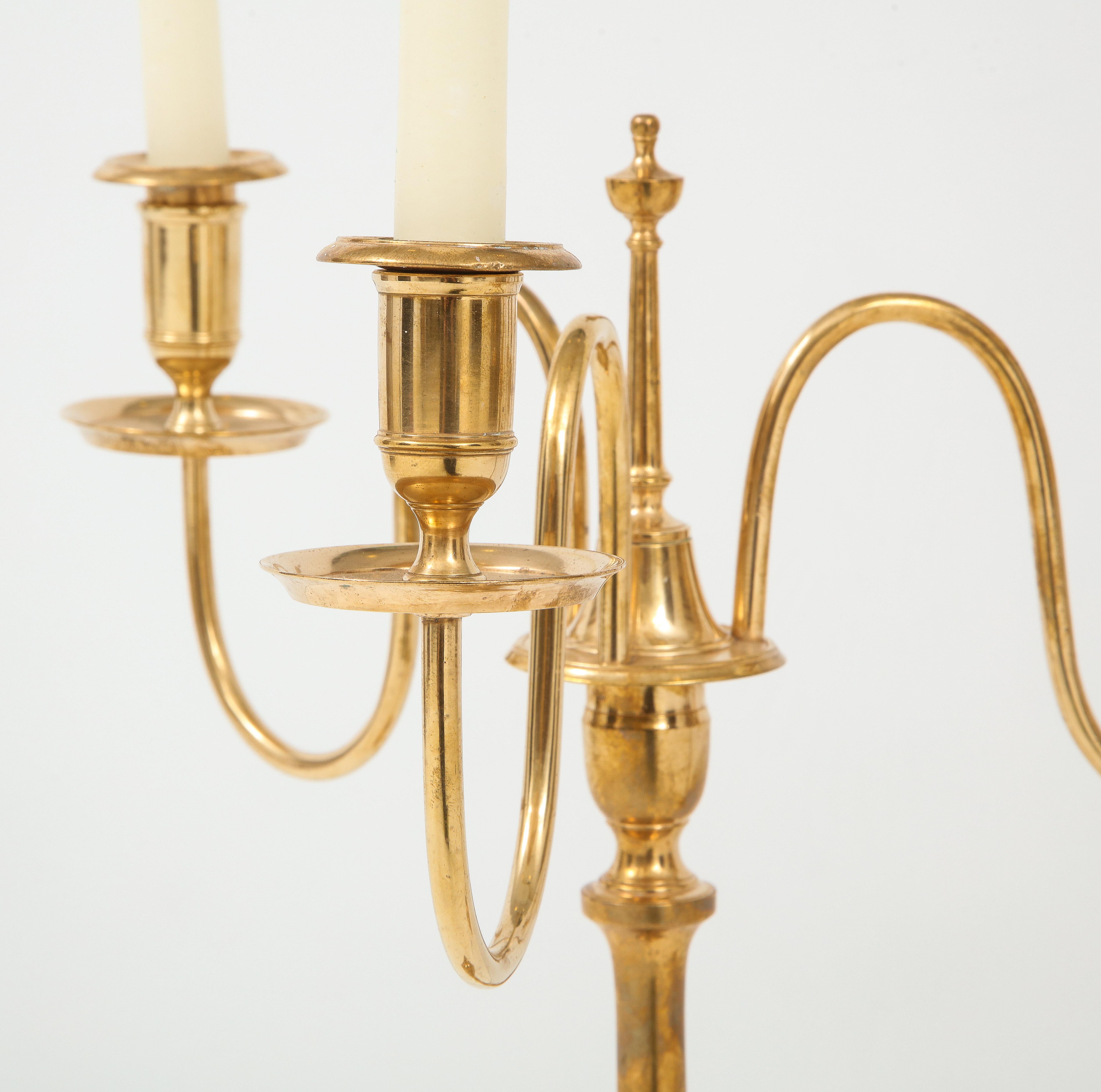 Pair of Swedish Skultuna Brass Candelabra, circa 1860s 4