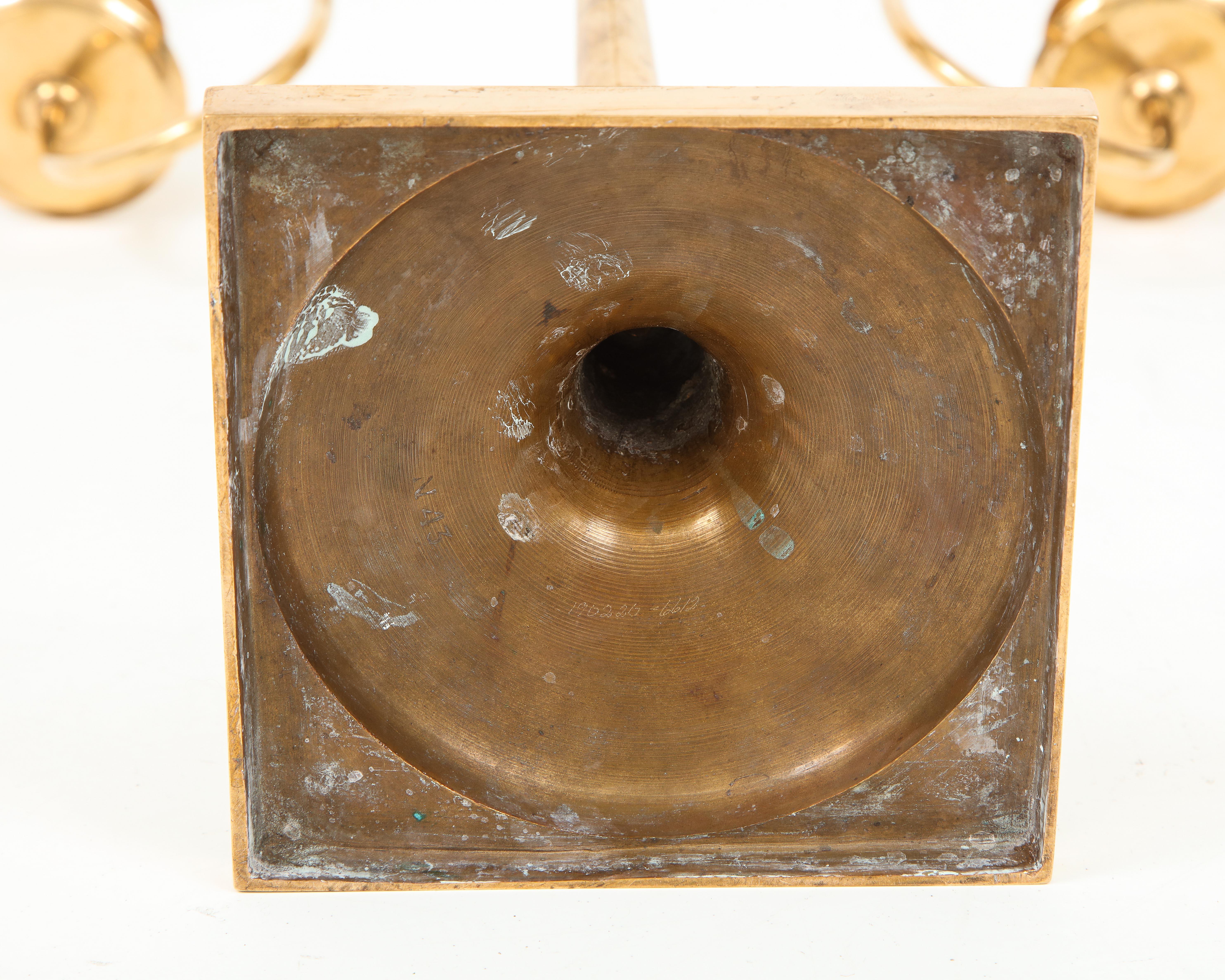 Pair of Swedish Skultuna Brass Candelabra, circa 1860s 6