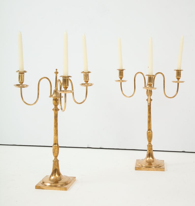 Pair of Swedish Skultuna Brass Candelabra, circa 1860s at 1stDibs