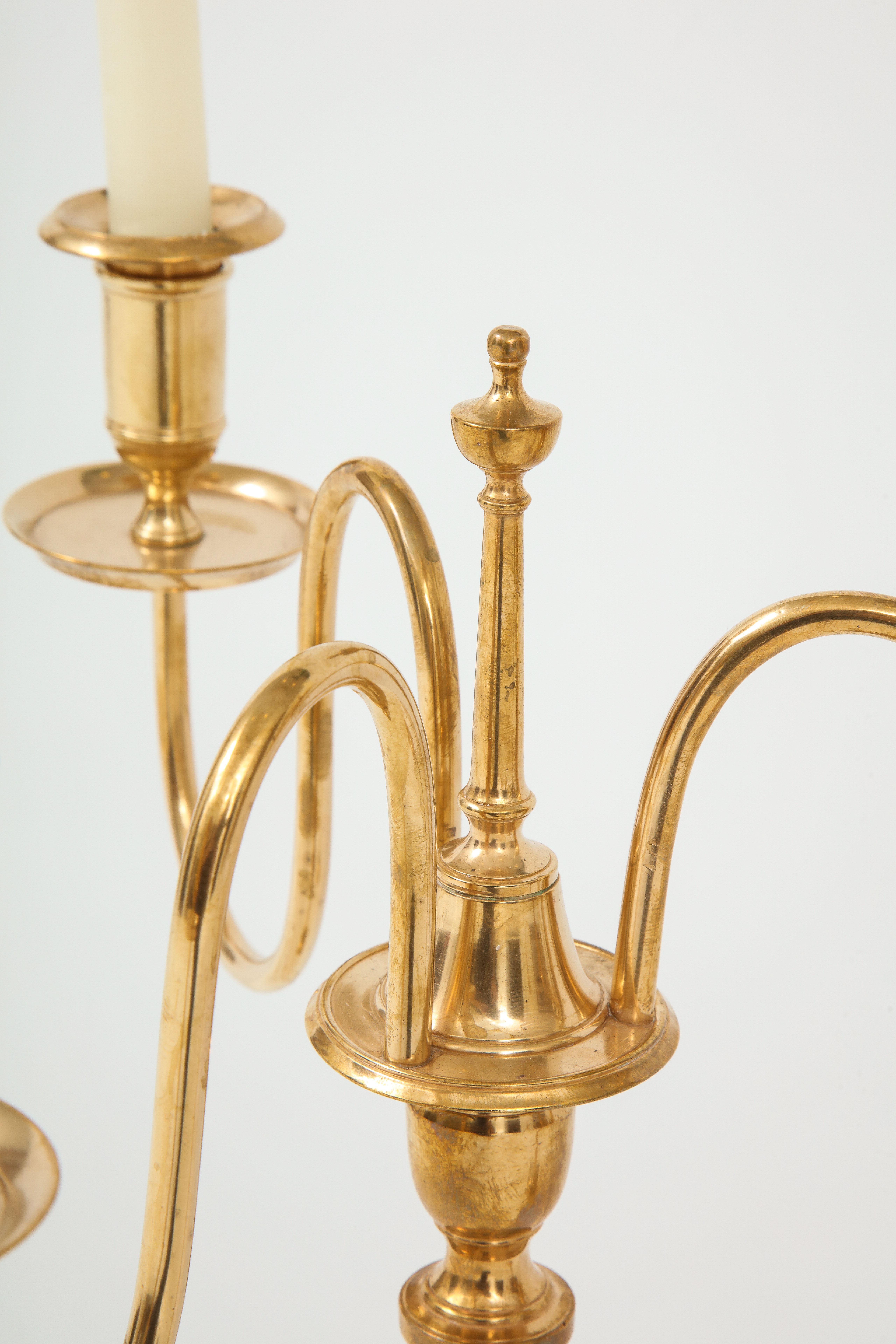 Mid-19th Century Pair of Swedish Skultuna Brass Candelabra, circa 1860s