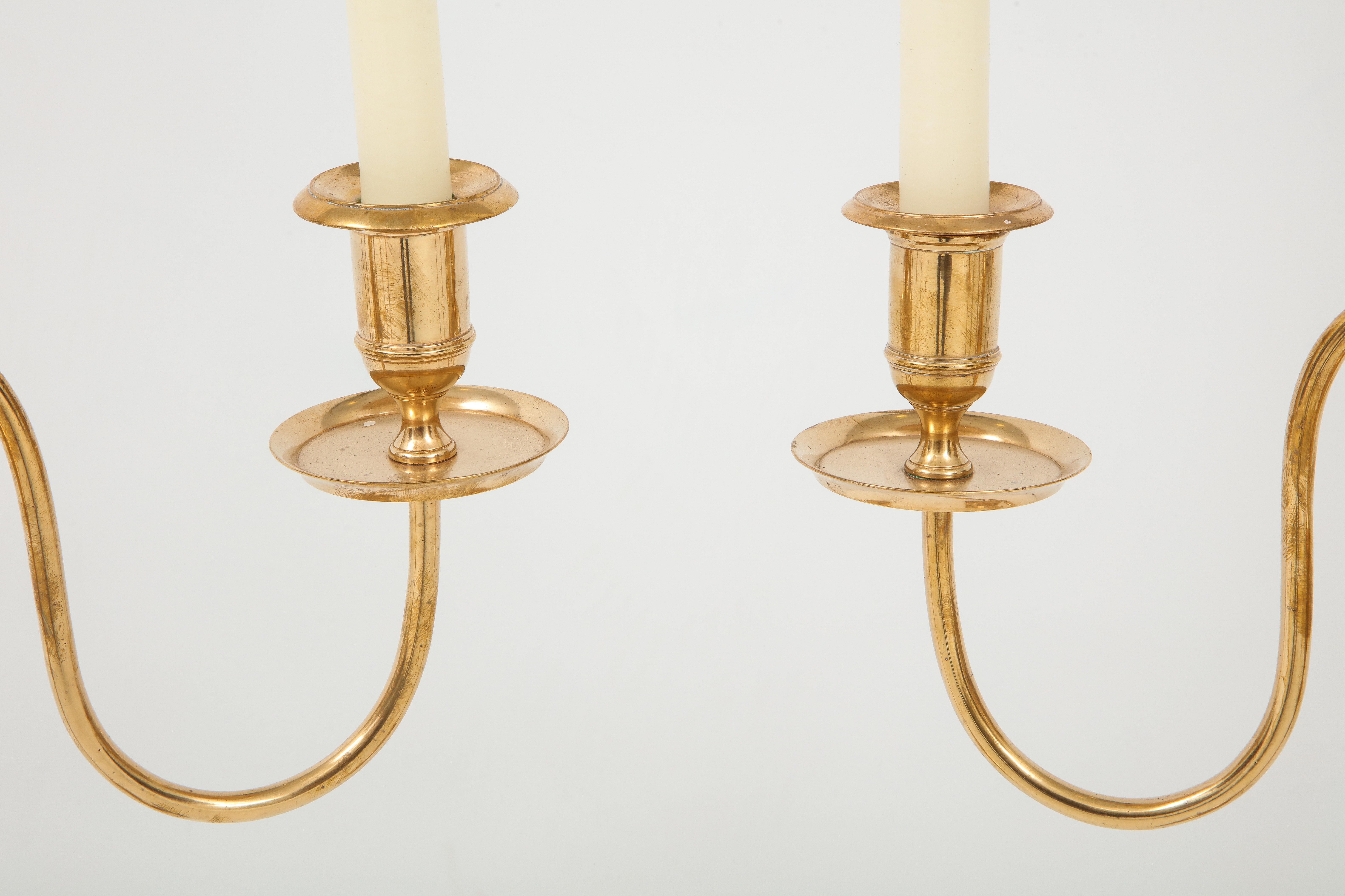 Pair of Swedish Skultuna Brass Candelabra, circa 1860s 1