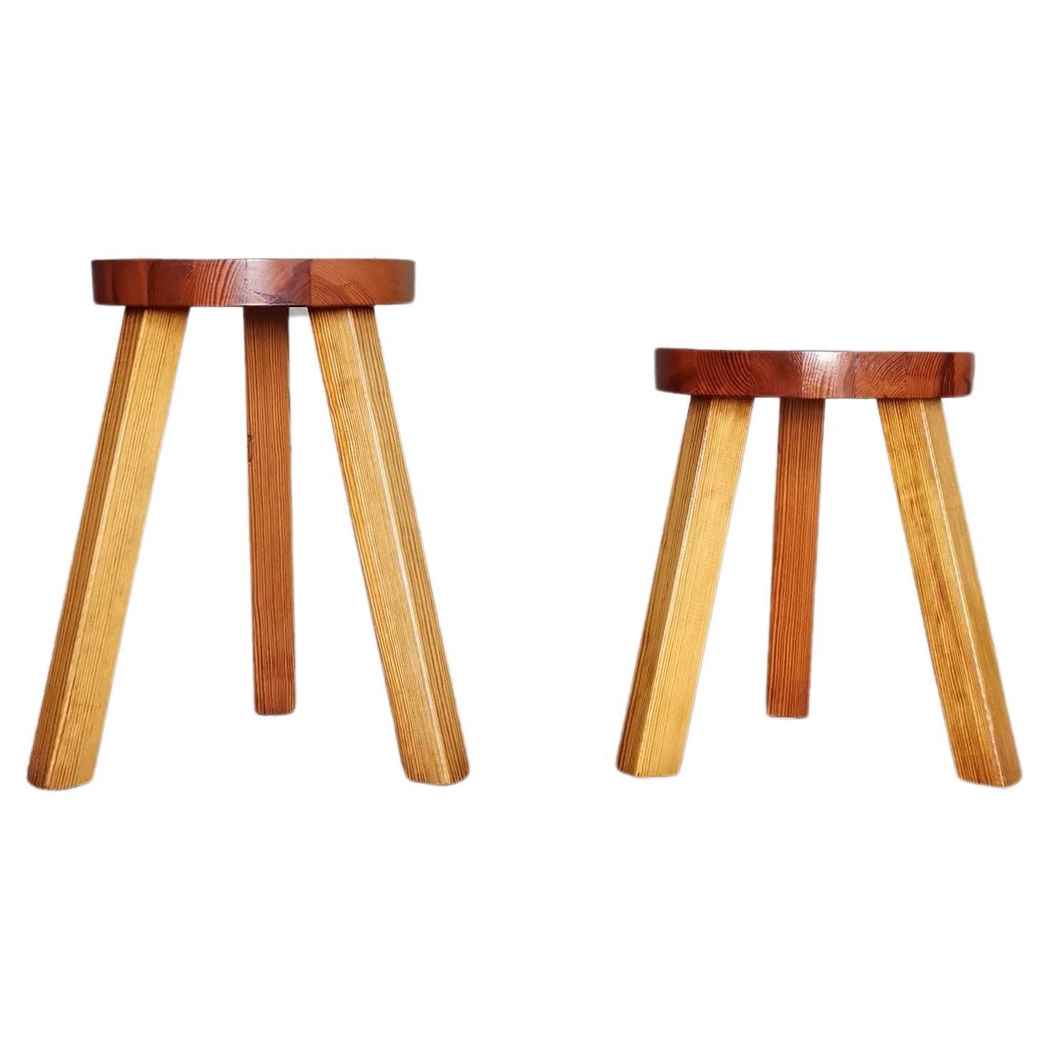 A pair of Swedish stools in solid pine. Sweden 1960s. 