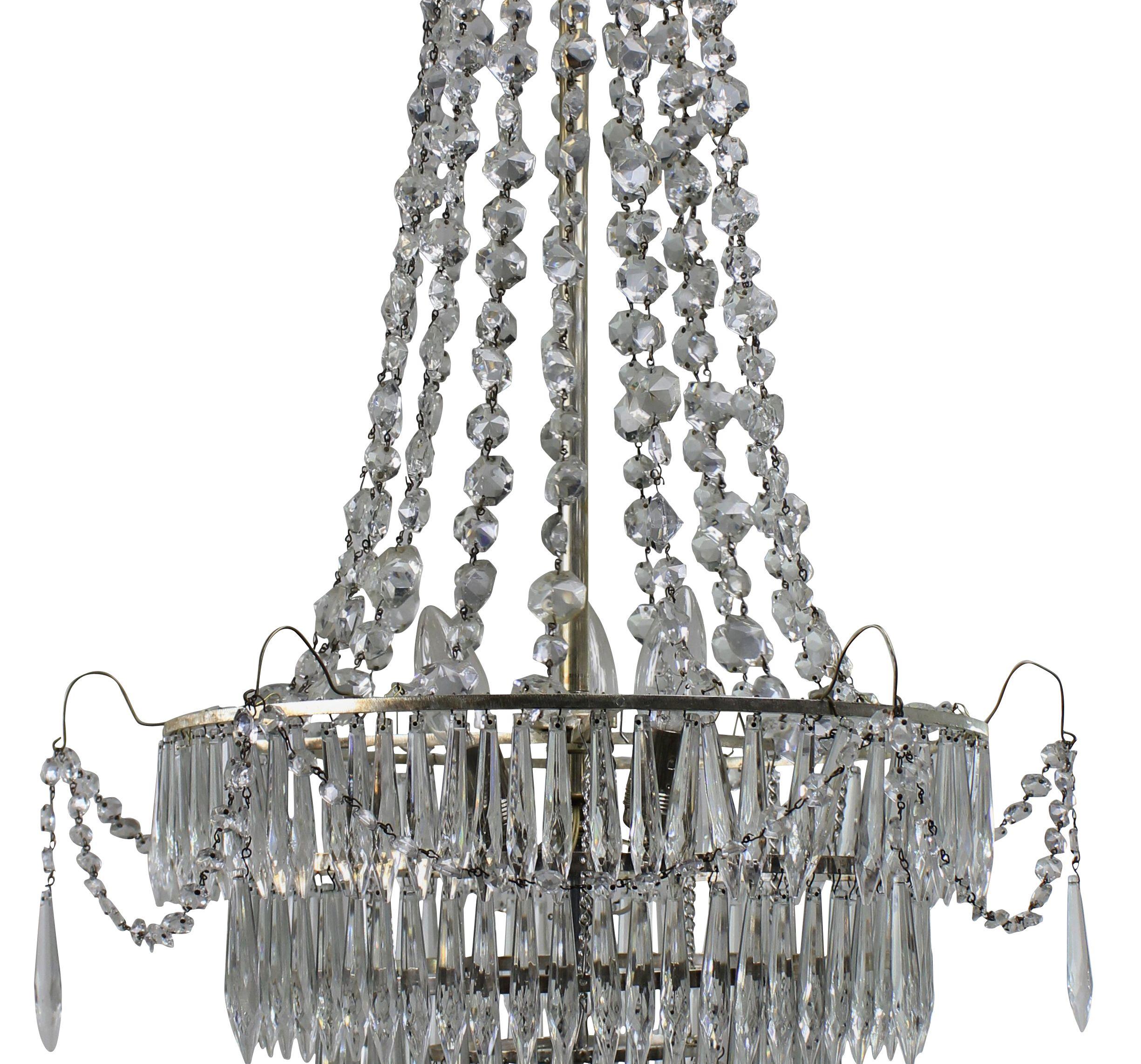 Pair of Swedish Tent and Waterfall Chandeliers 1