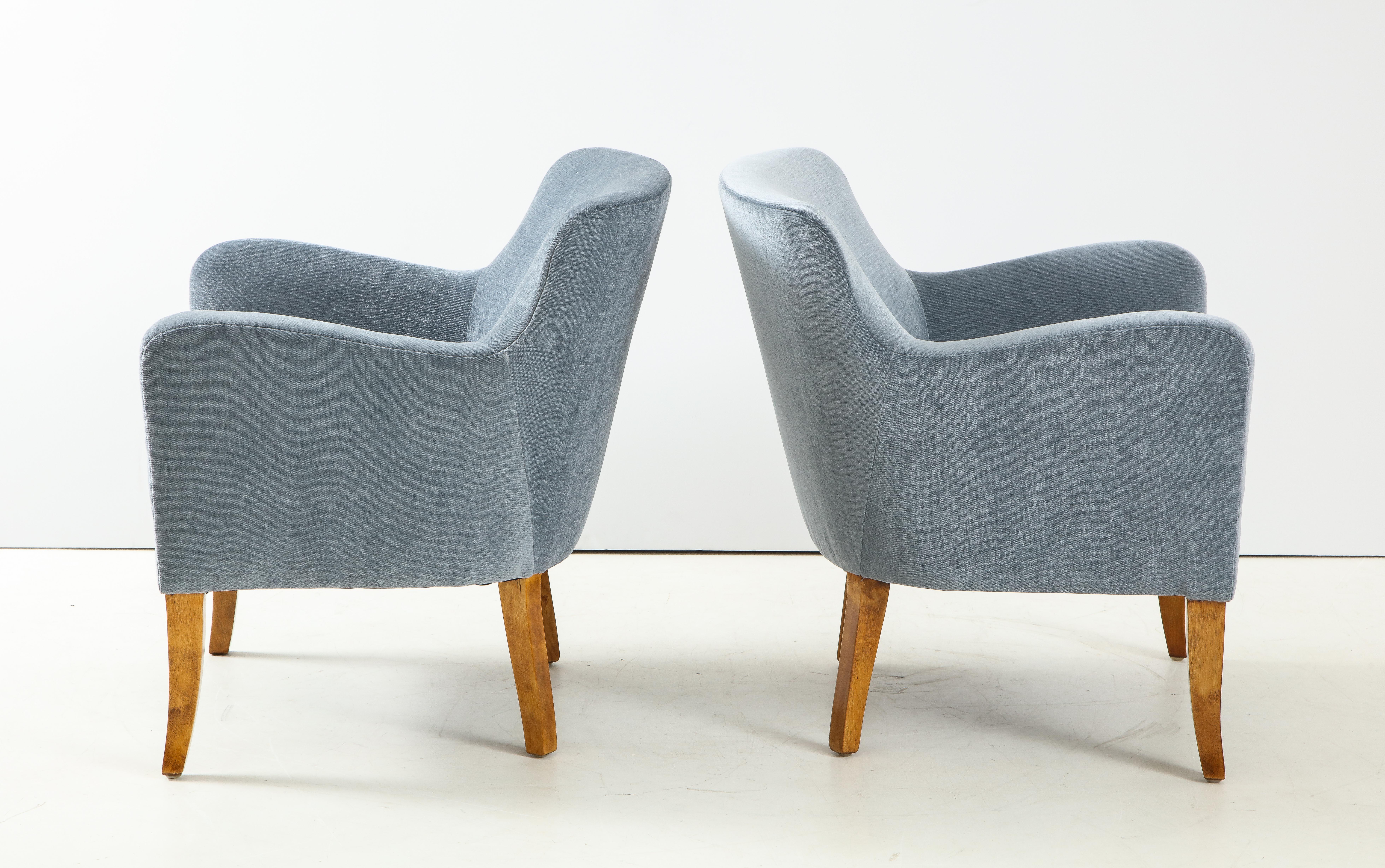 Pair of Swedish Upholstered Club Chairs, circa 1940 3