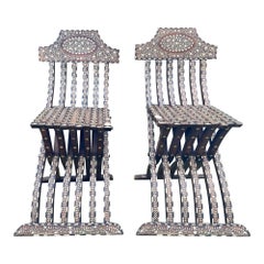 A pair of Syrian mother of pearl in laid chairs