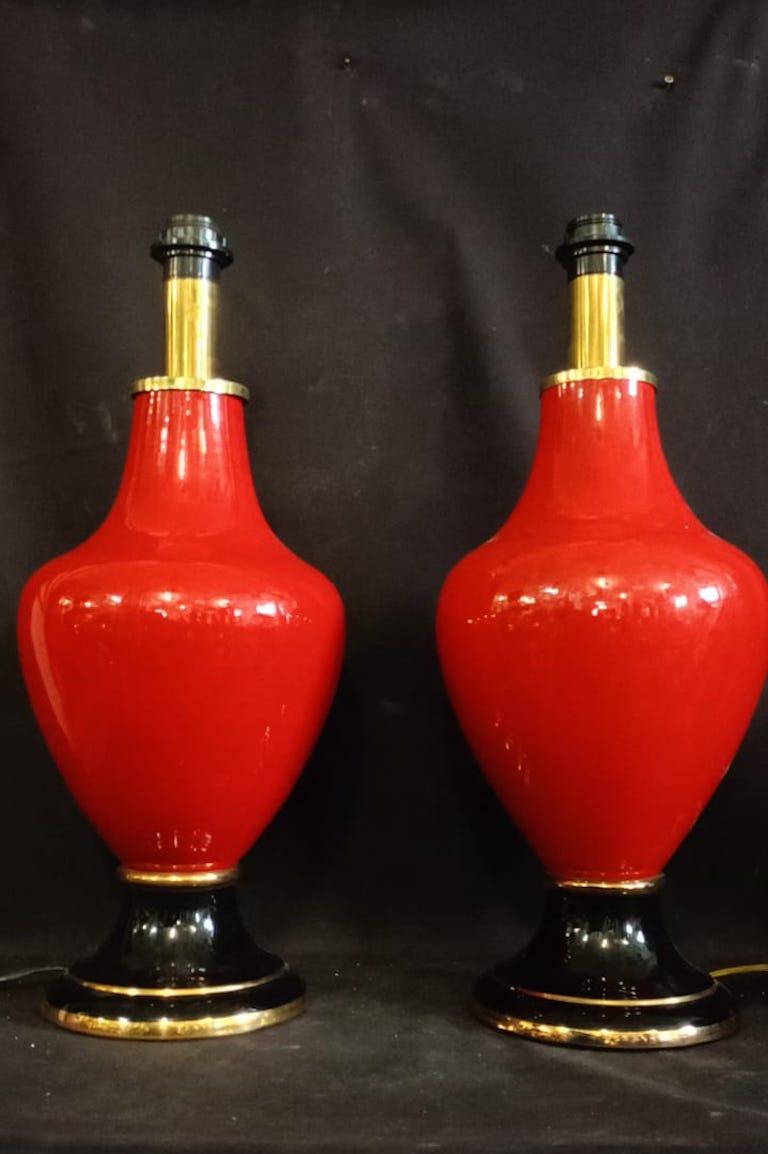 Ein Paar Tischlampen aus Keramik  Italienisch 1970er Jahre im Angebot 1