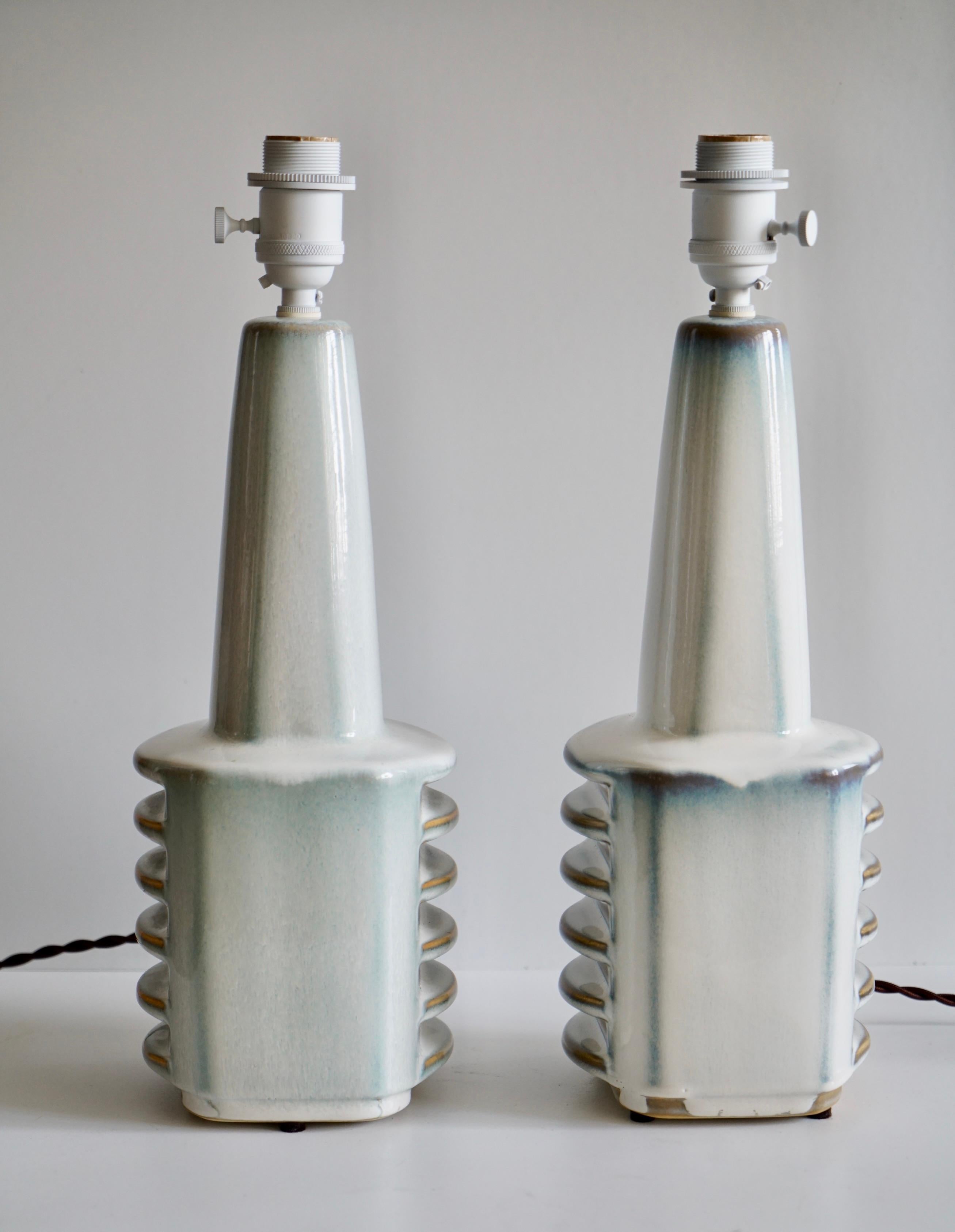 A pair of  table lamps by Einar Johansen for Søholm In Good Condition For Sale In Long Island City, NY