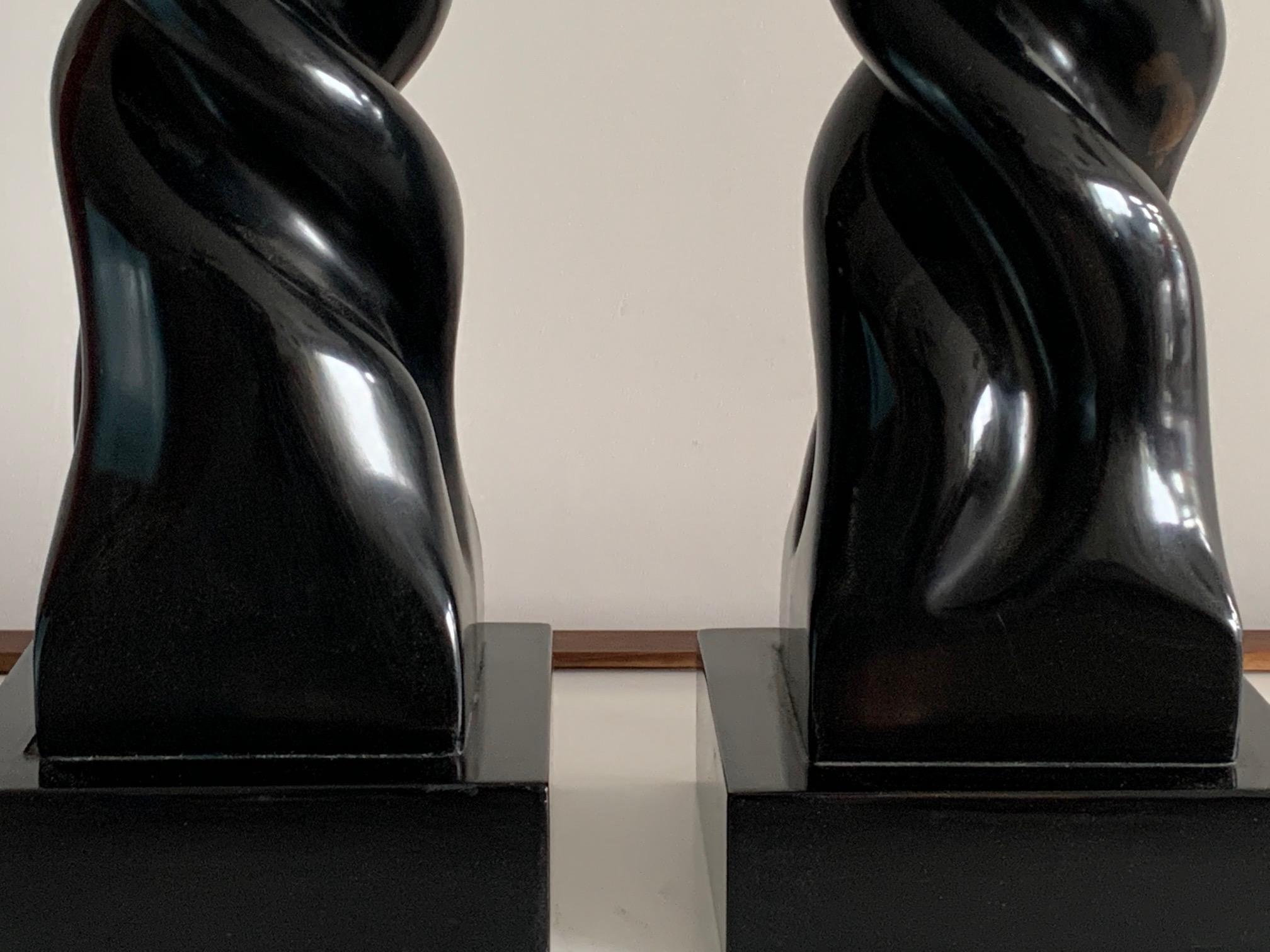 Paire de lampes de table de Heifetz en laque noire en vente 5