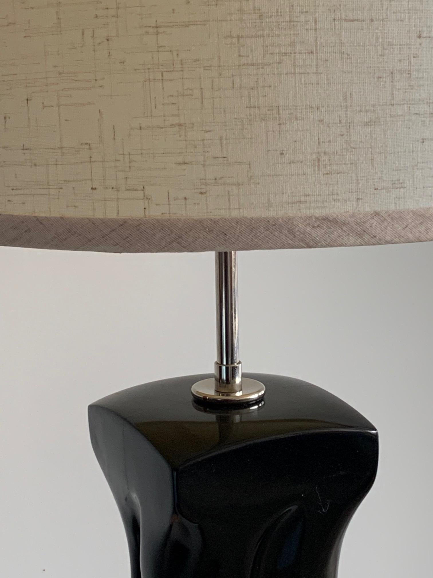 Pair of Table Lamps by Heifetz in Black Lacquer For Sale 2