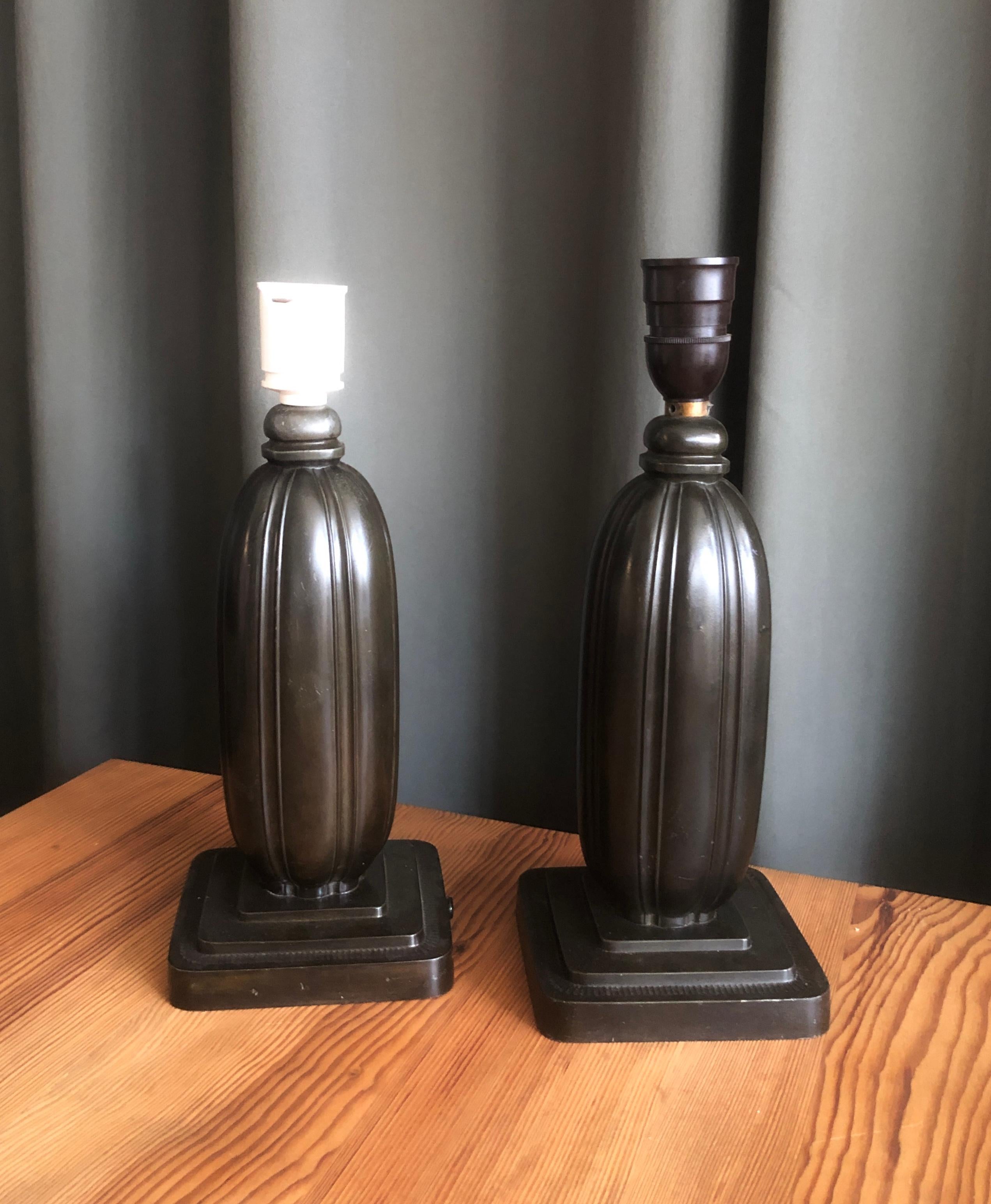 Pair of Table Lamps by Just Andersen In Good Condition In Long Island City, NY