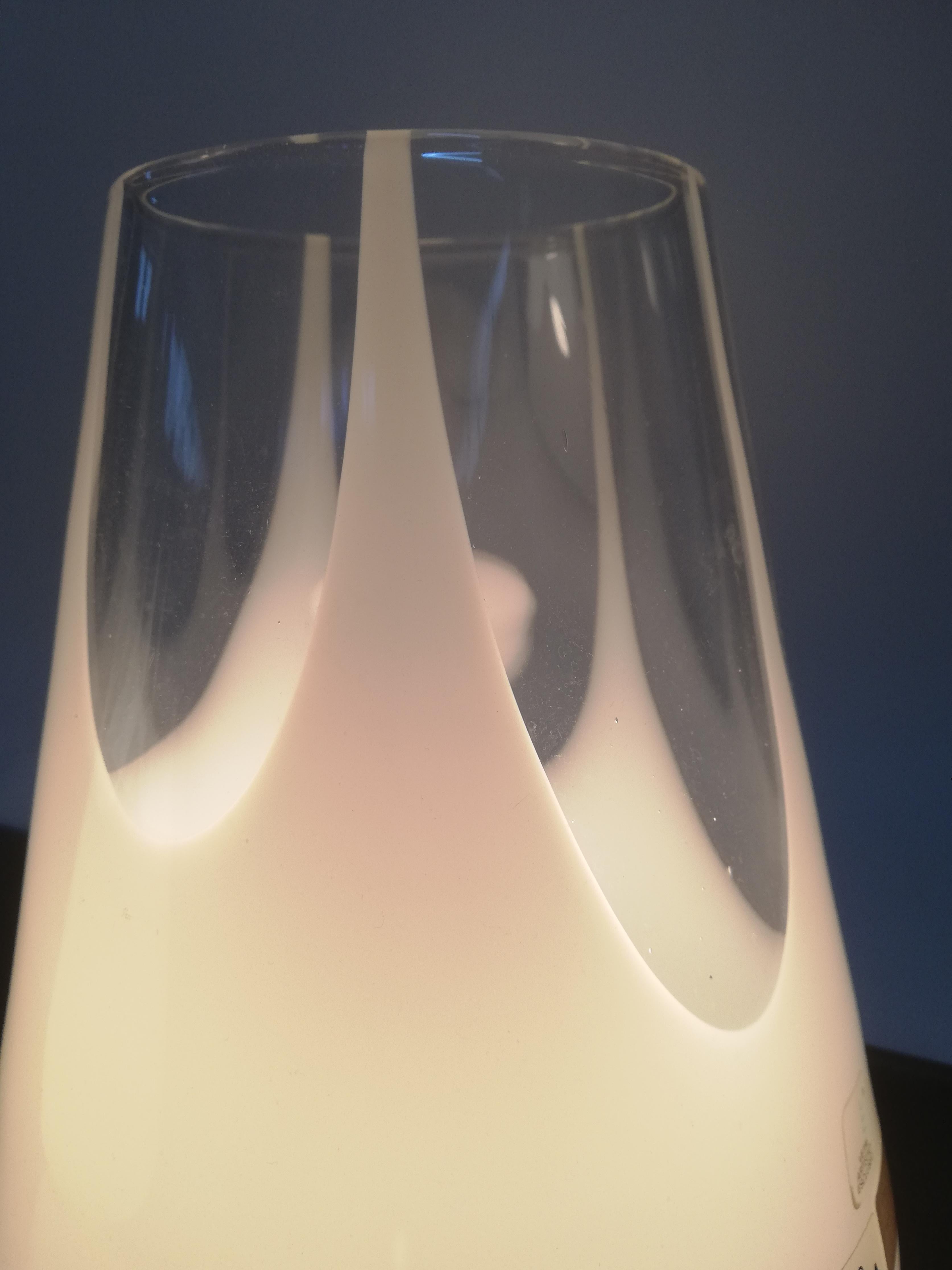 Paire de lampes de bureau Prima Luce en verre de Murano blanc artistique, Italie, années 1970 en vente 5