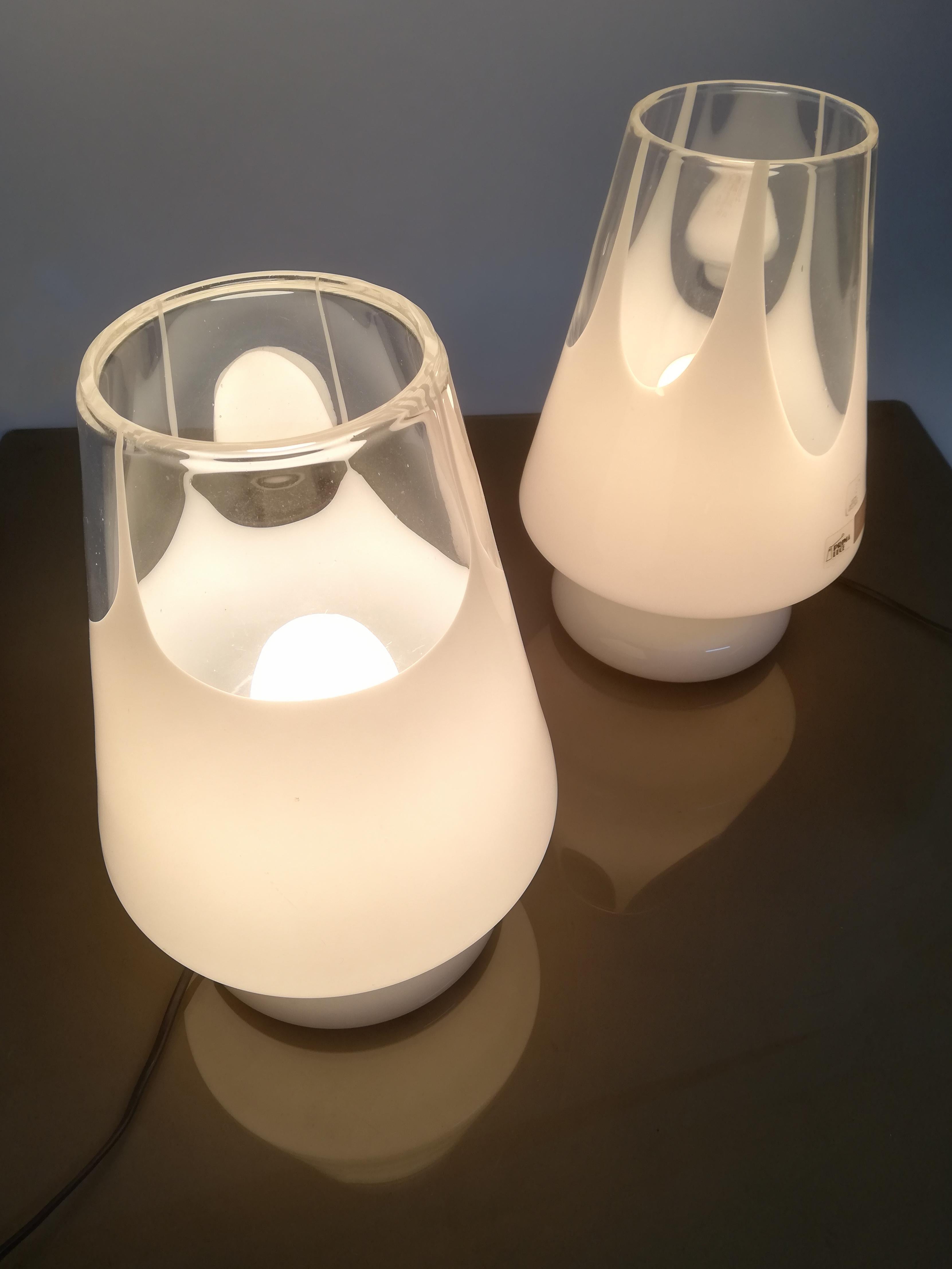 Paire de lampes de bureau Prima Luce en verre de Murano blanc artistique, Italie, années 1970  en vente 7