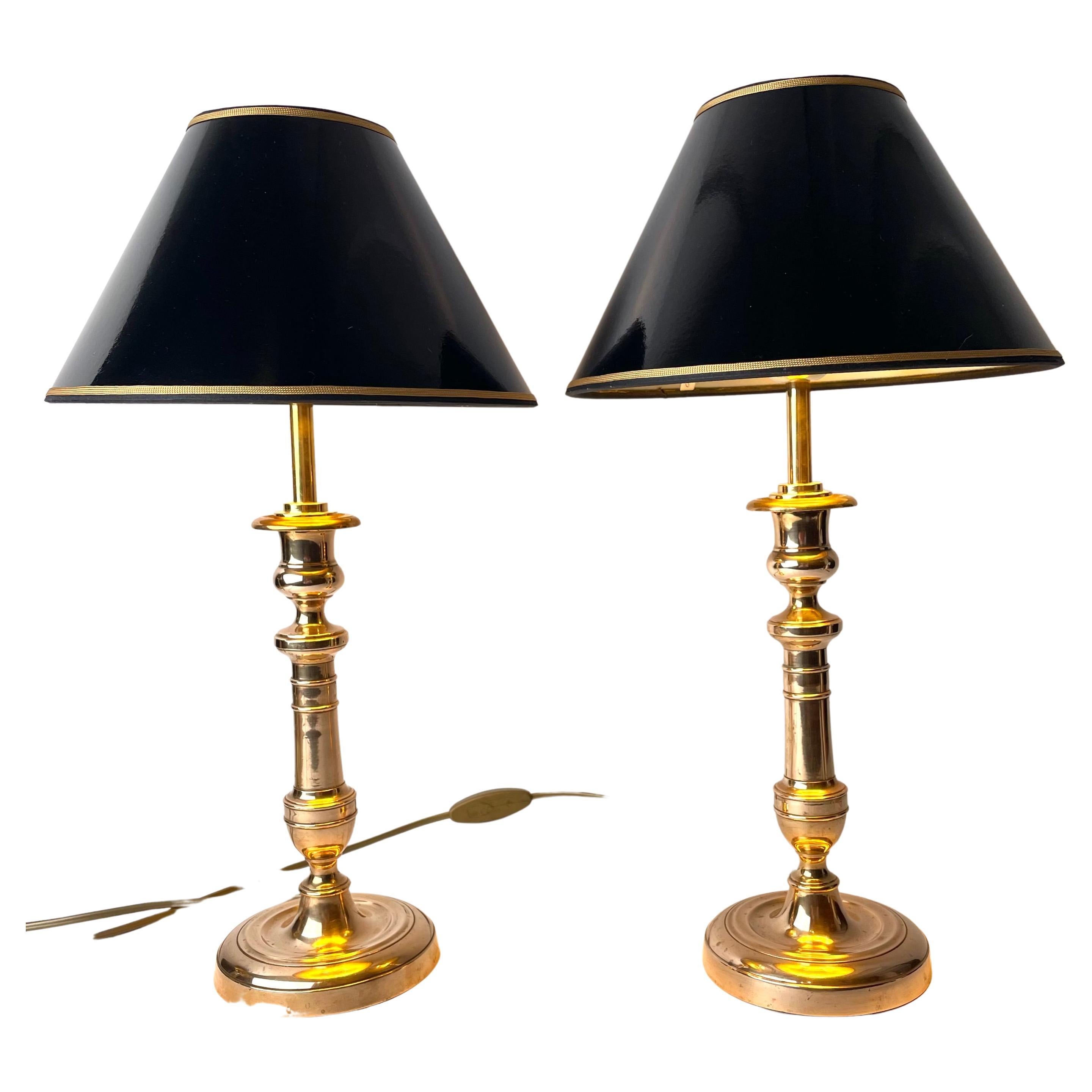 A Pair of Table Lamps in Brass, Late Empire