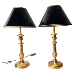 Antique A Pair of Table Lamps in Brass, Late Empire