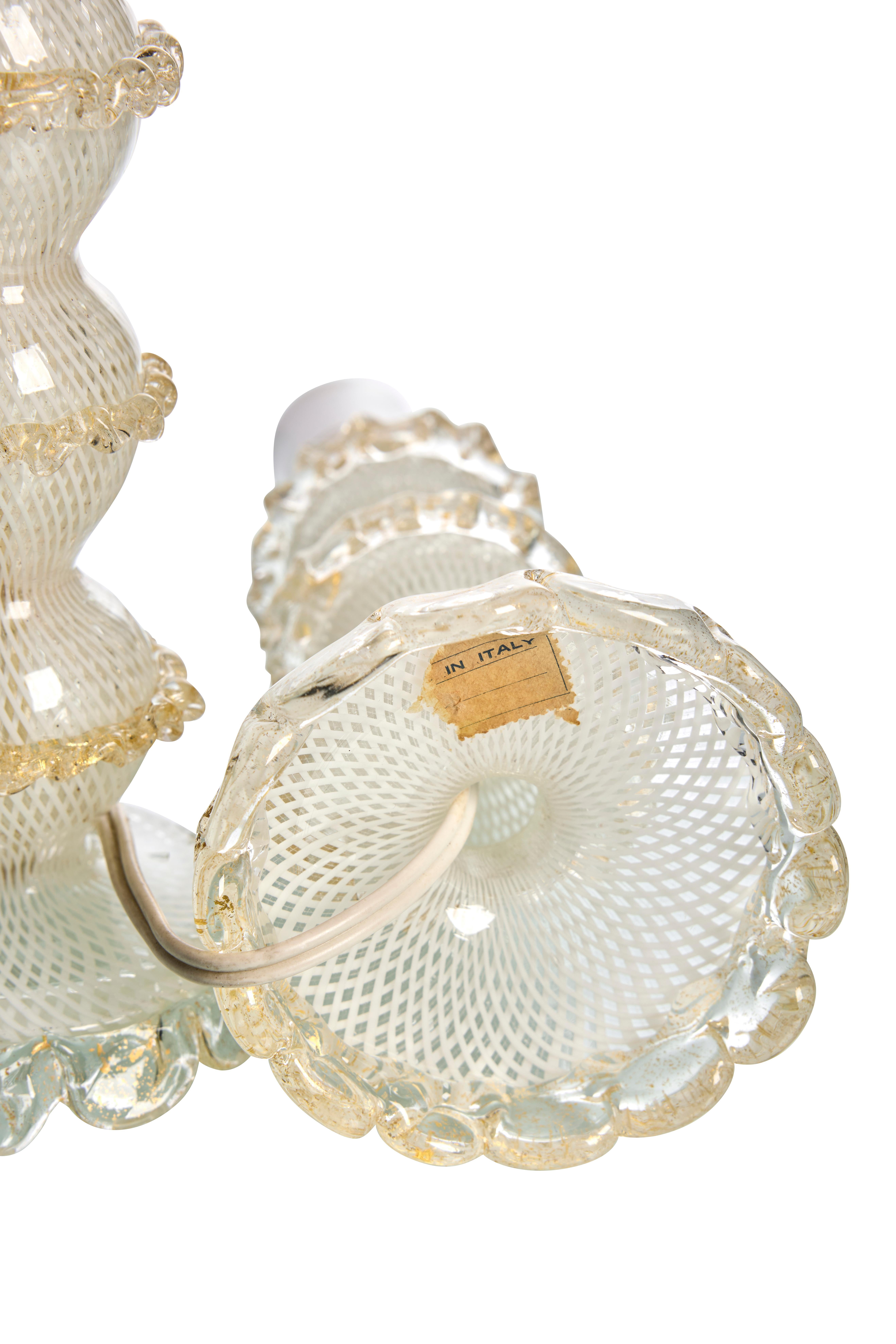 italien Paire de lampes de table en verre de Murano et or 24 carats, années 1960 en vente