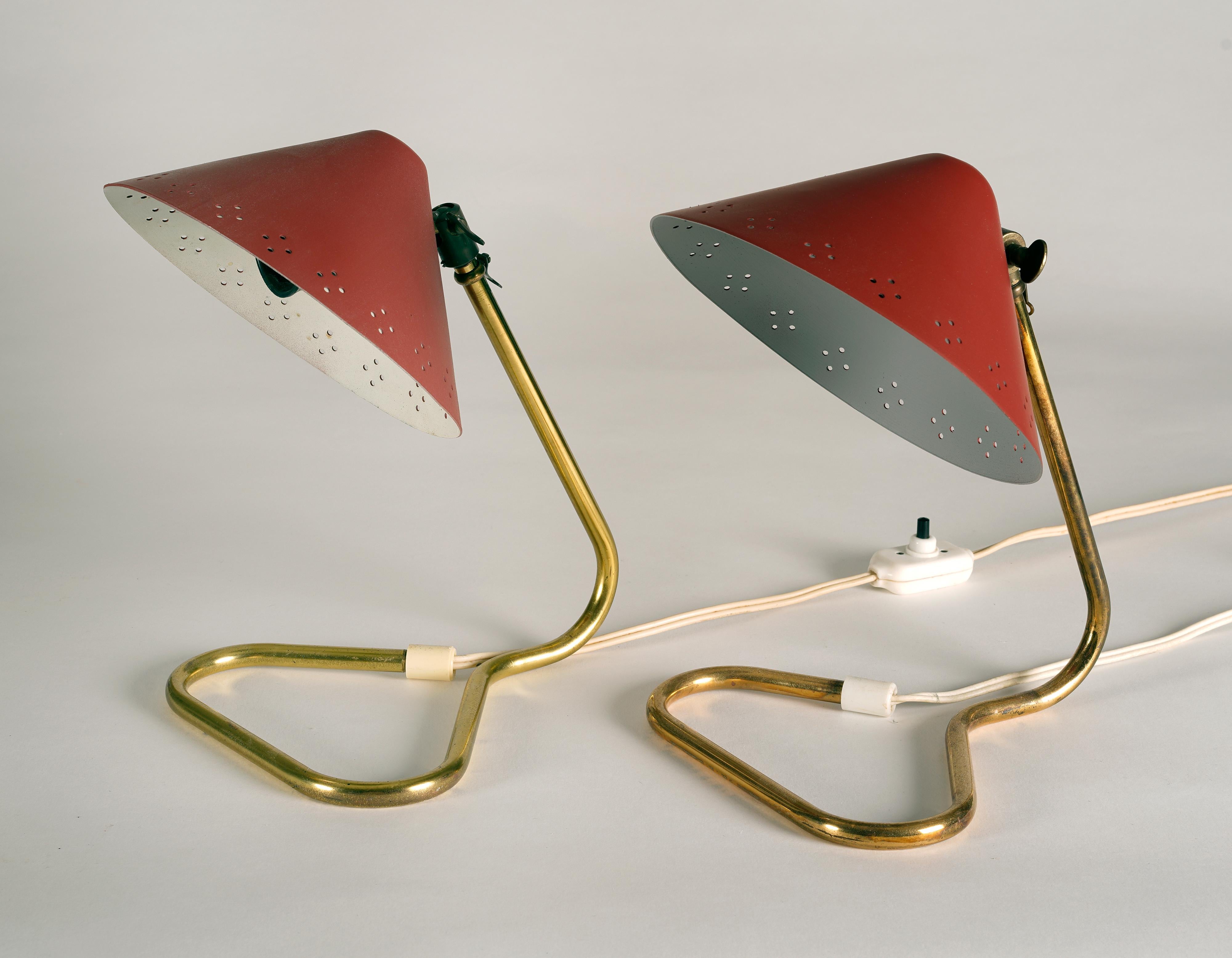 Scandinave moderne Paire de lampes de table/appliques conçues par Eric Wärnå pour Gnosjö, années 1950 en vente