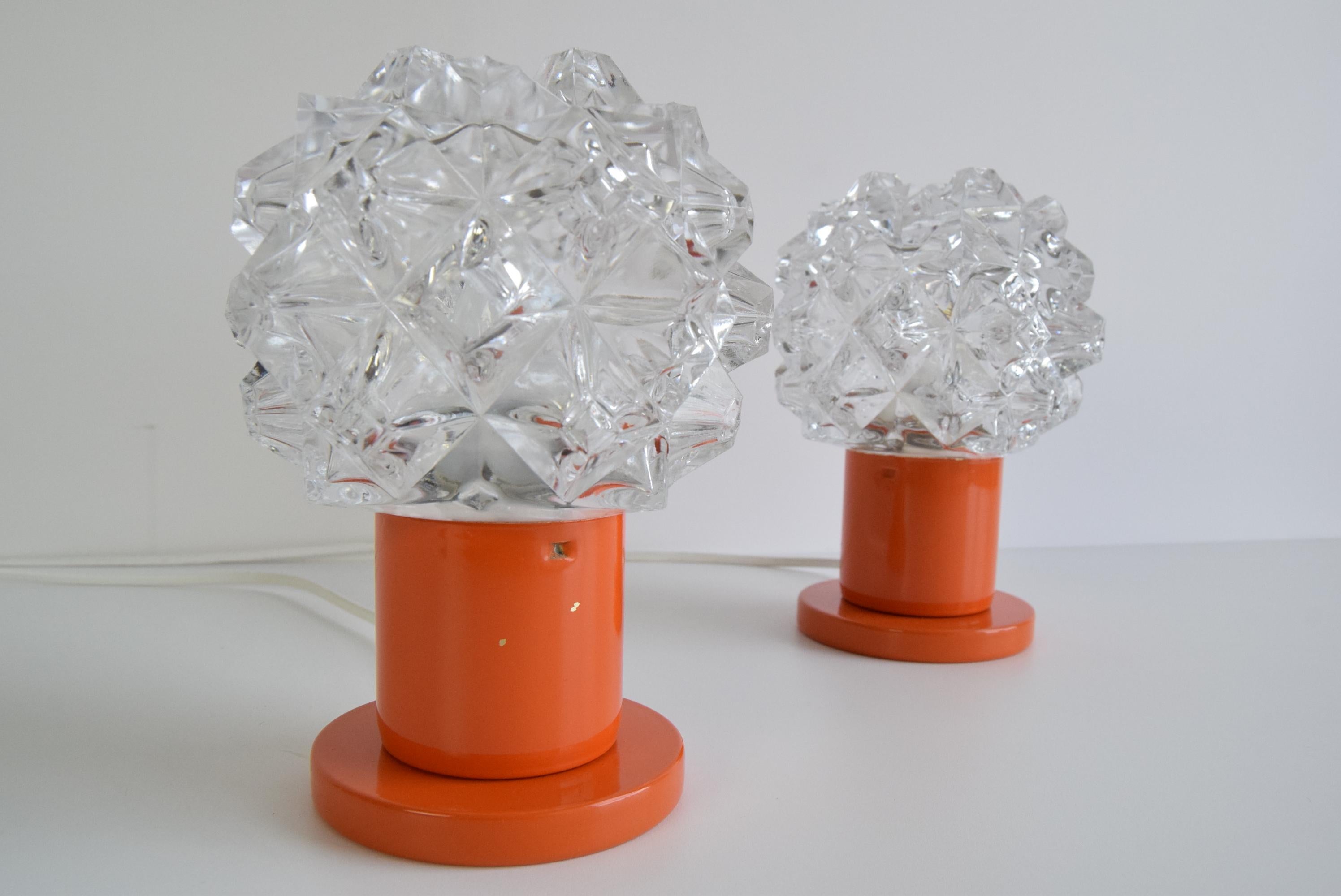 A pair of table or wall lamps from the middle of the century/ Kamenický Šenov In Good Condition For Sale In Praha, CZ