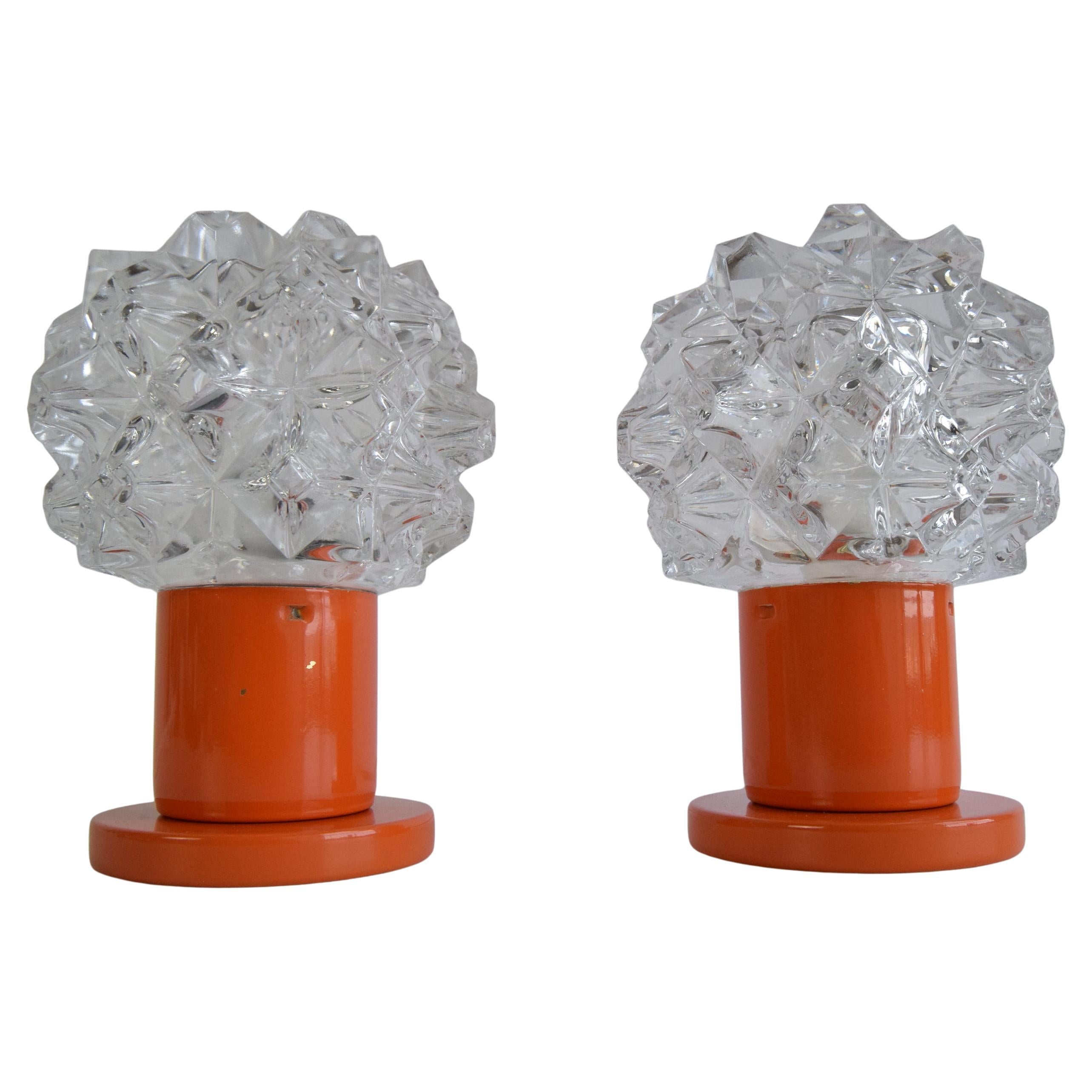 A pair of table or wall lamps from the middle of the century/ Kamenický Šenov For Sale