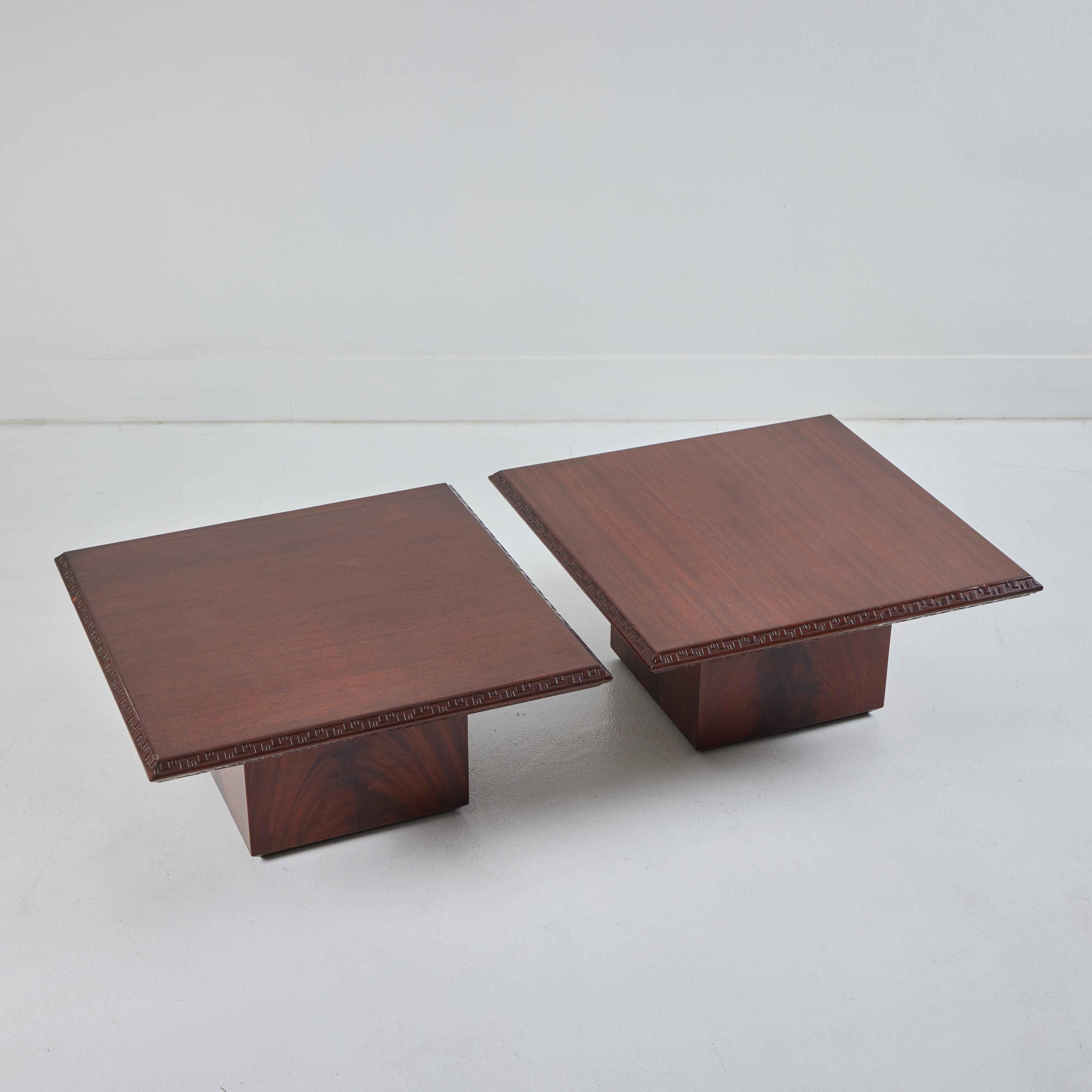 Beveled A Pair of Taliesin Low Cocktail Tables, Frank Loyd Right, 1955 For Sale