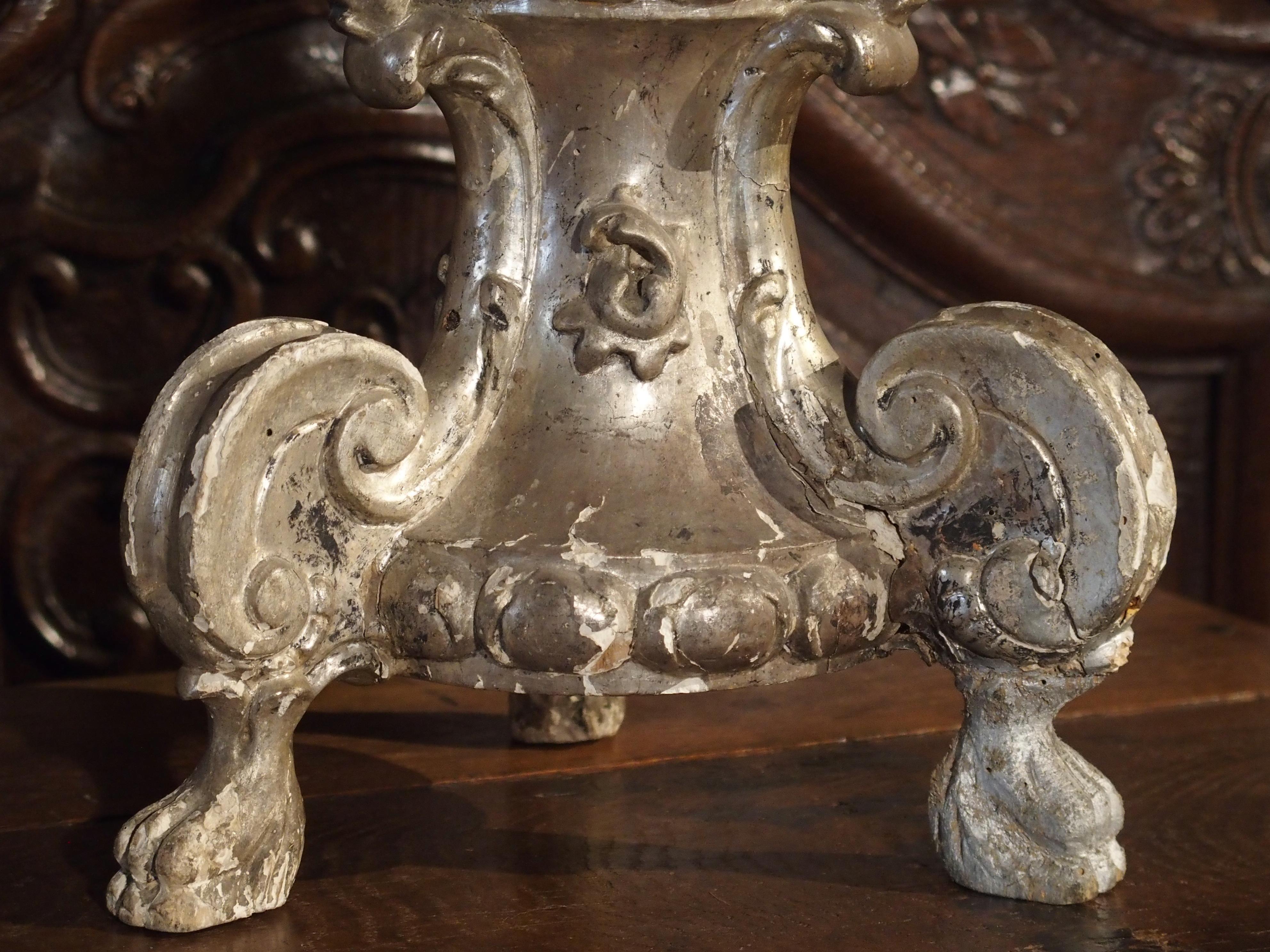 Pair of Tall 17th Century Silverleaf Candlesticks from Italy 4