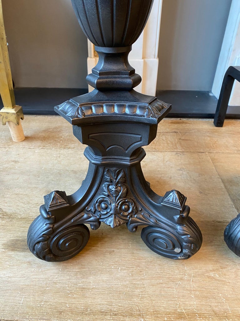 Pair of Tall Antique Cast Iron Fire Dogs For Sale at 1stDibs