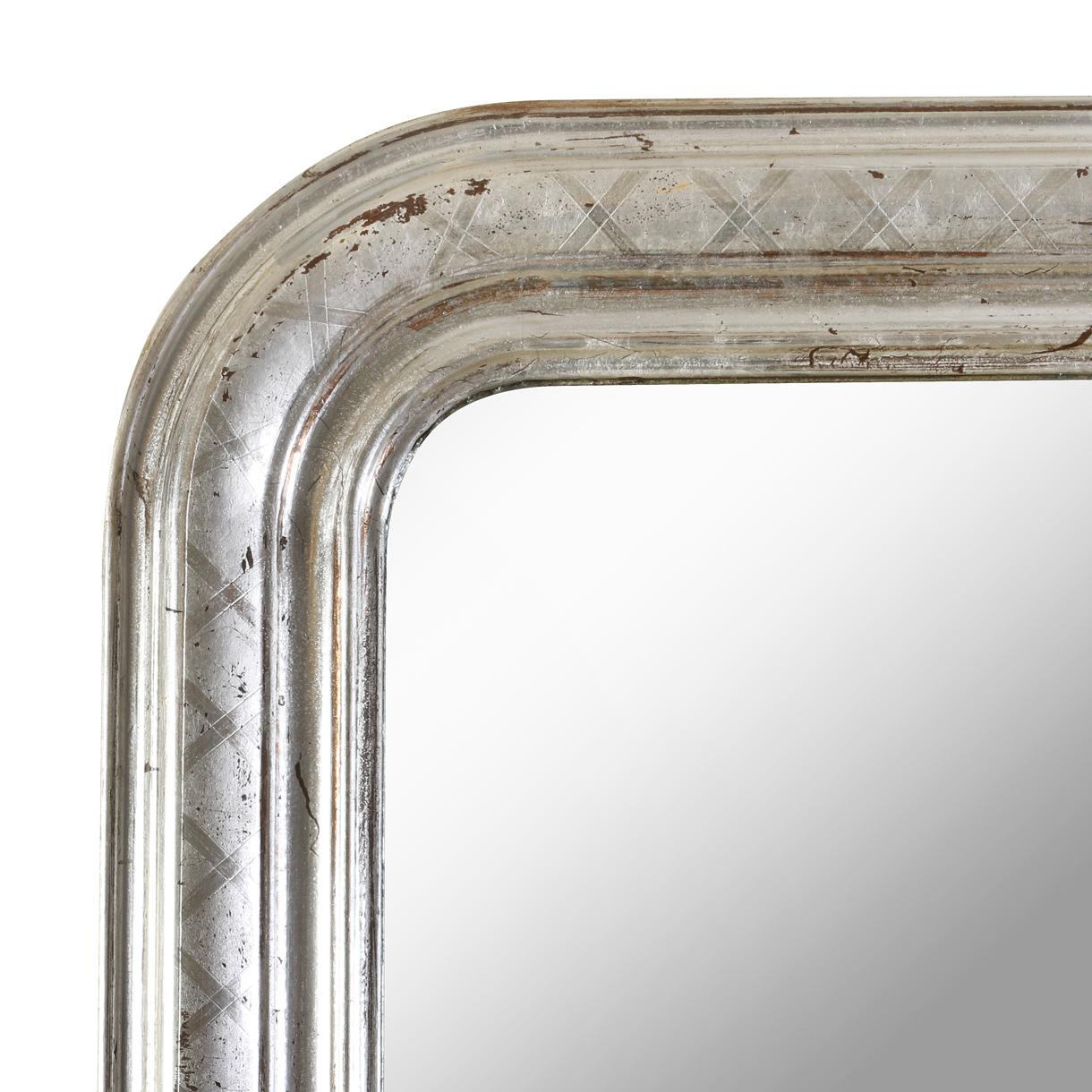 Louis Philippe A Pair of Tall Antique Silvered Mirrors For Sale