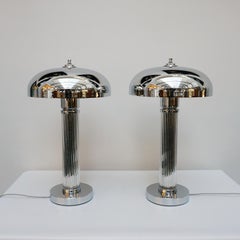A pair of Tall Art Deco Glass Rod Table Lamps