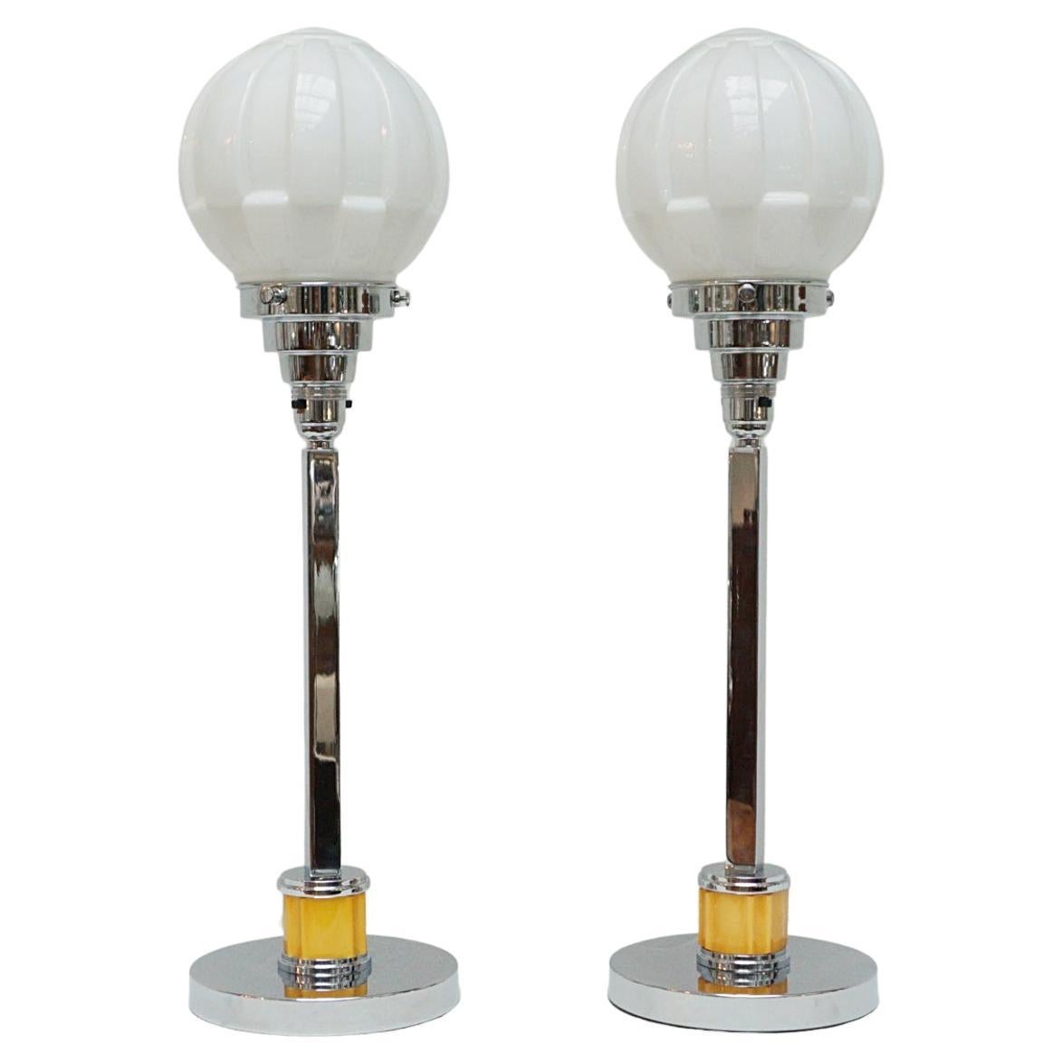 A Pair of Tall Art Deco Style Square Stemmed Table Lamps For Sale