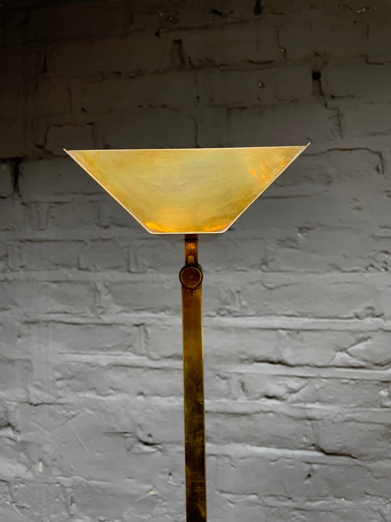 Pair of Tall French Brass Uplighter Floor Lamps For Sale at 1stDibs