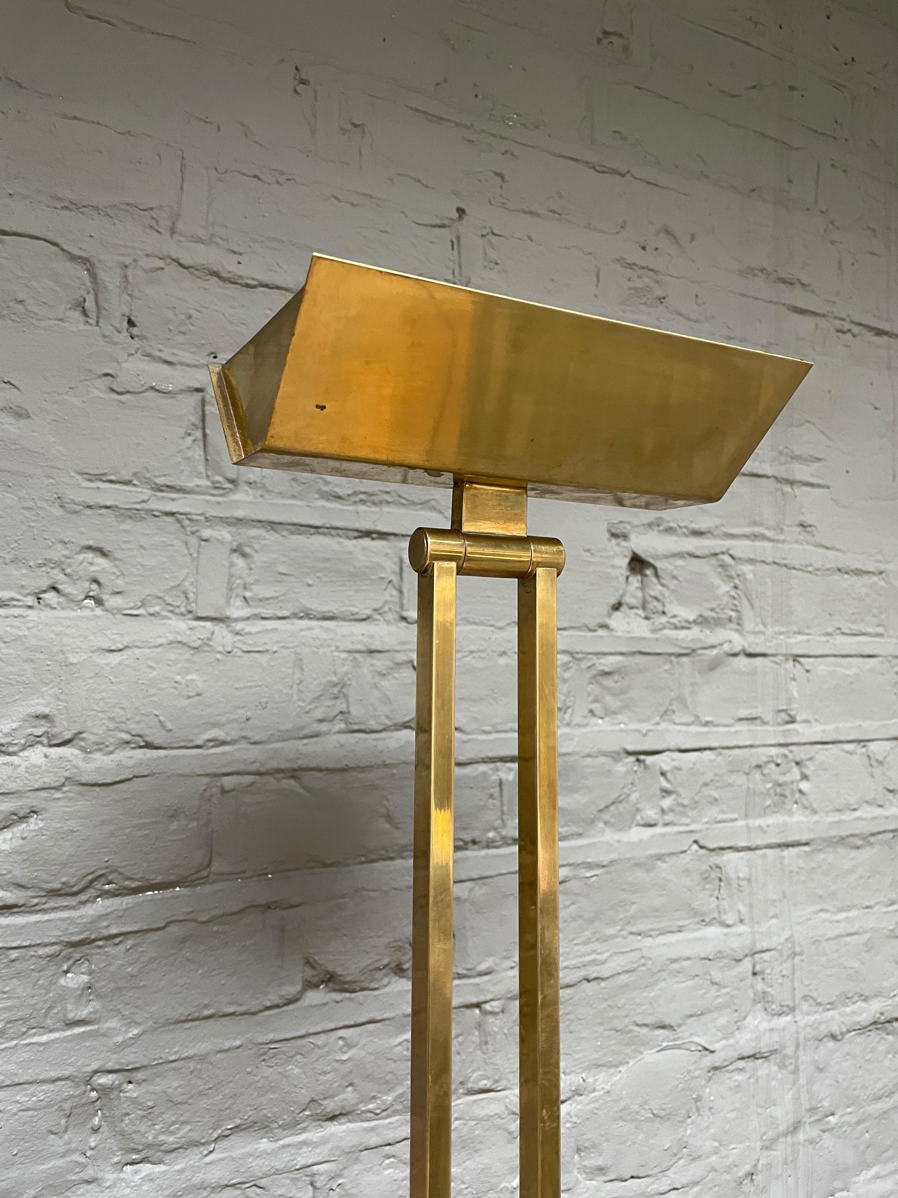 Modern Pair of Tall French Brass Uplighter Floor Lamps