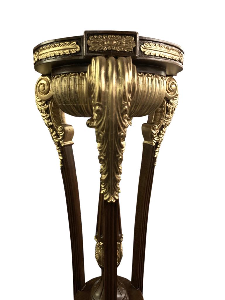 Empire Revival Pair of Tall French Empire Gilt Tocheres Planter Stands, 20th Century For Sale