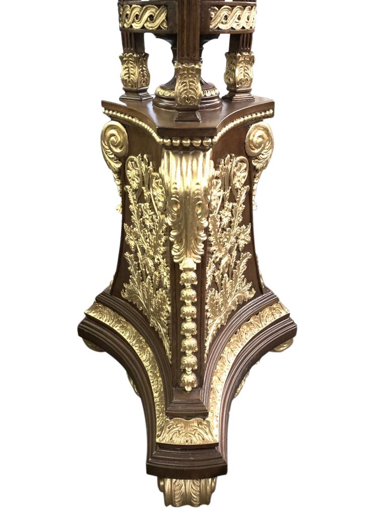 Wood Pair of Tall French Empire Gilt Tocheres Planter Stands, 20th Century For Sale