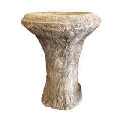 A Pair of Tall Garden Planters in Faux Bois Cement from France