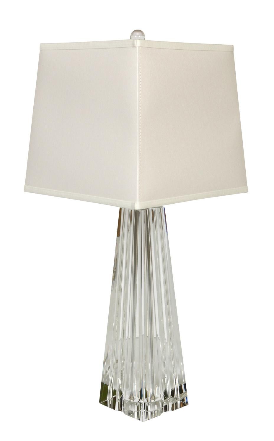 American A Pair of Tall Glass Faceted Lamps For Sale