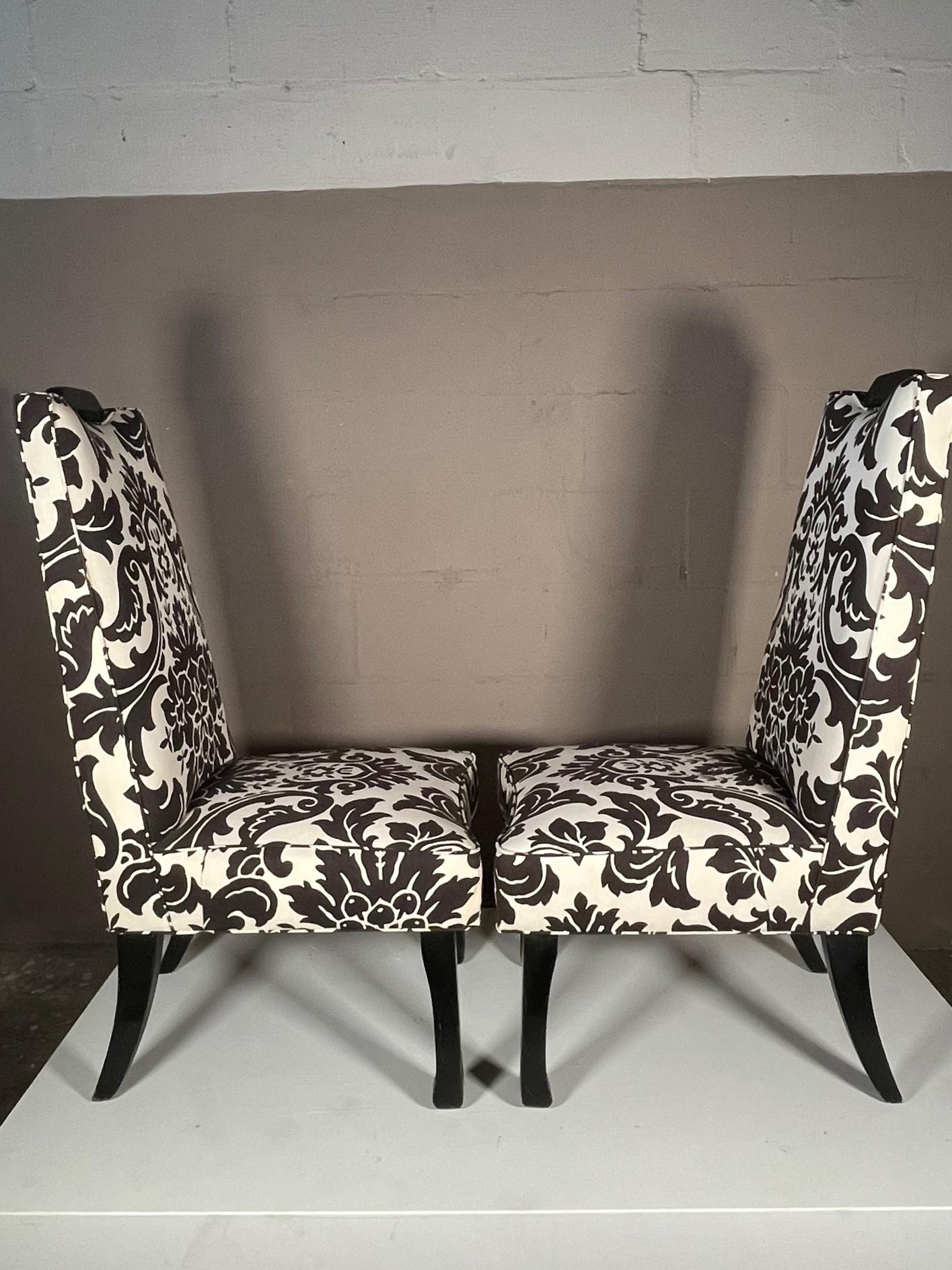 American A Pair of Tall Upholstered Chairs For Sale