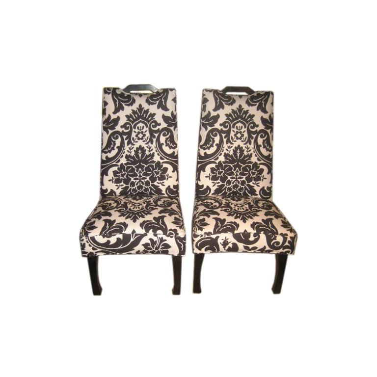 A Pair of Tall Upholstered Chairs