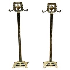 Antique A Pair of Tall Victorian Brass Andirons or Tool Rests