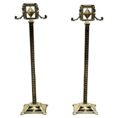 Used A Pair of Tall Victorian Brass Andirons or Tool Rests    