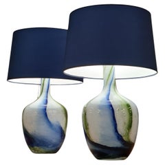 A Pair Of Tamara Aladin "Corale" Table Lamps In Opaline Glass, 1970s