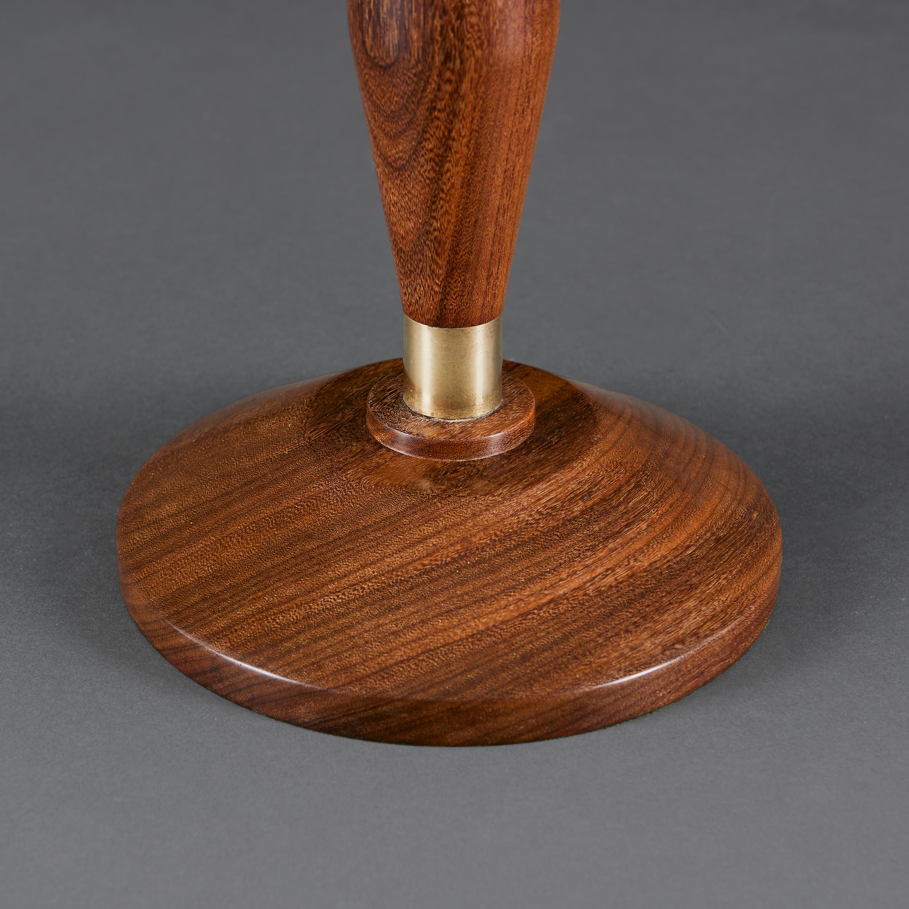 A Pair of Teak and Brass Torpedo Form Table Lamps In Good Condition In London, GB